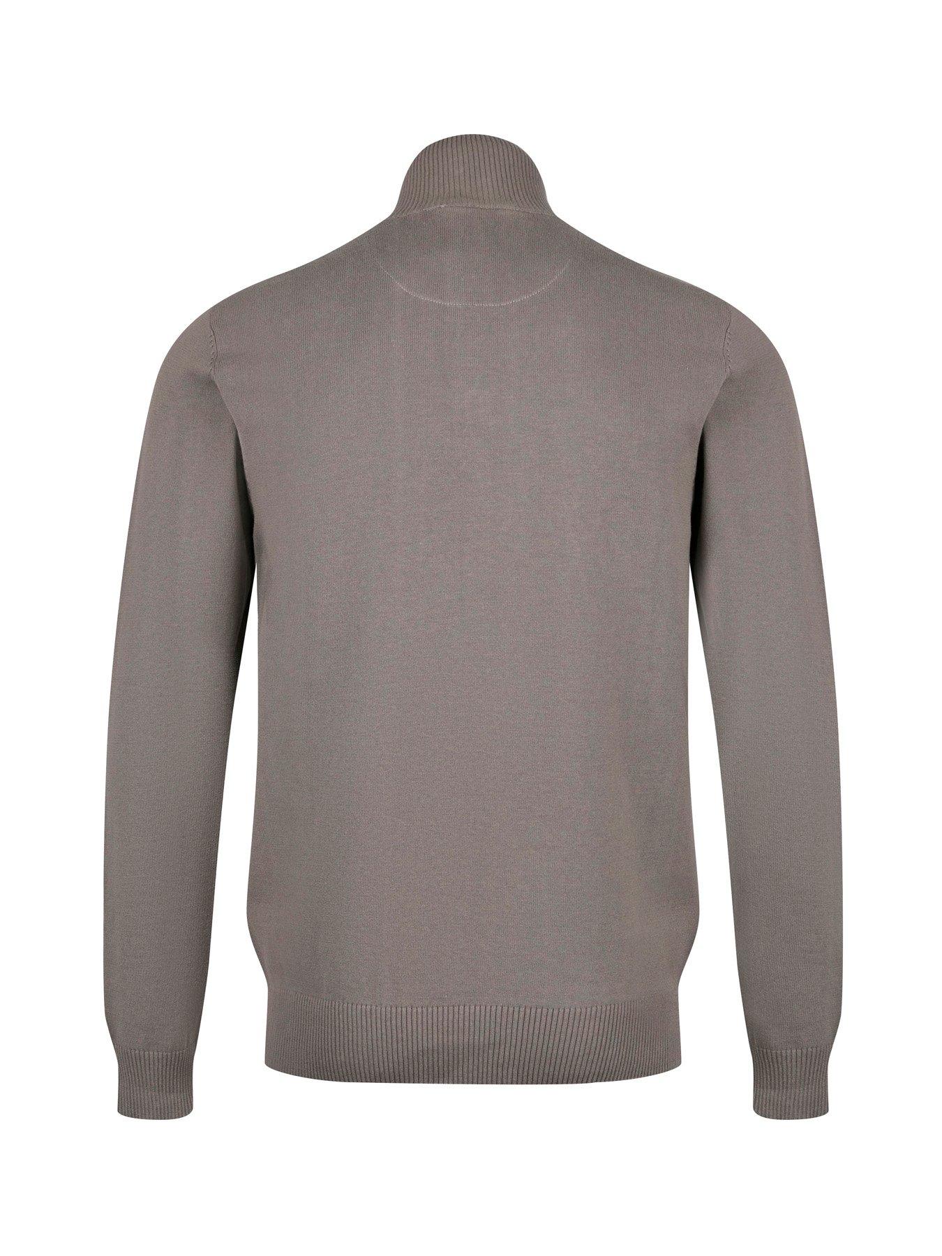  image of luke-1977-pretender-knitted-quarter-zip-grey