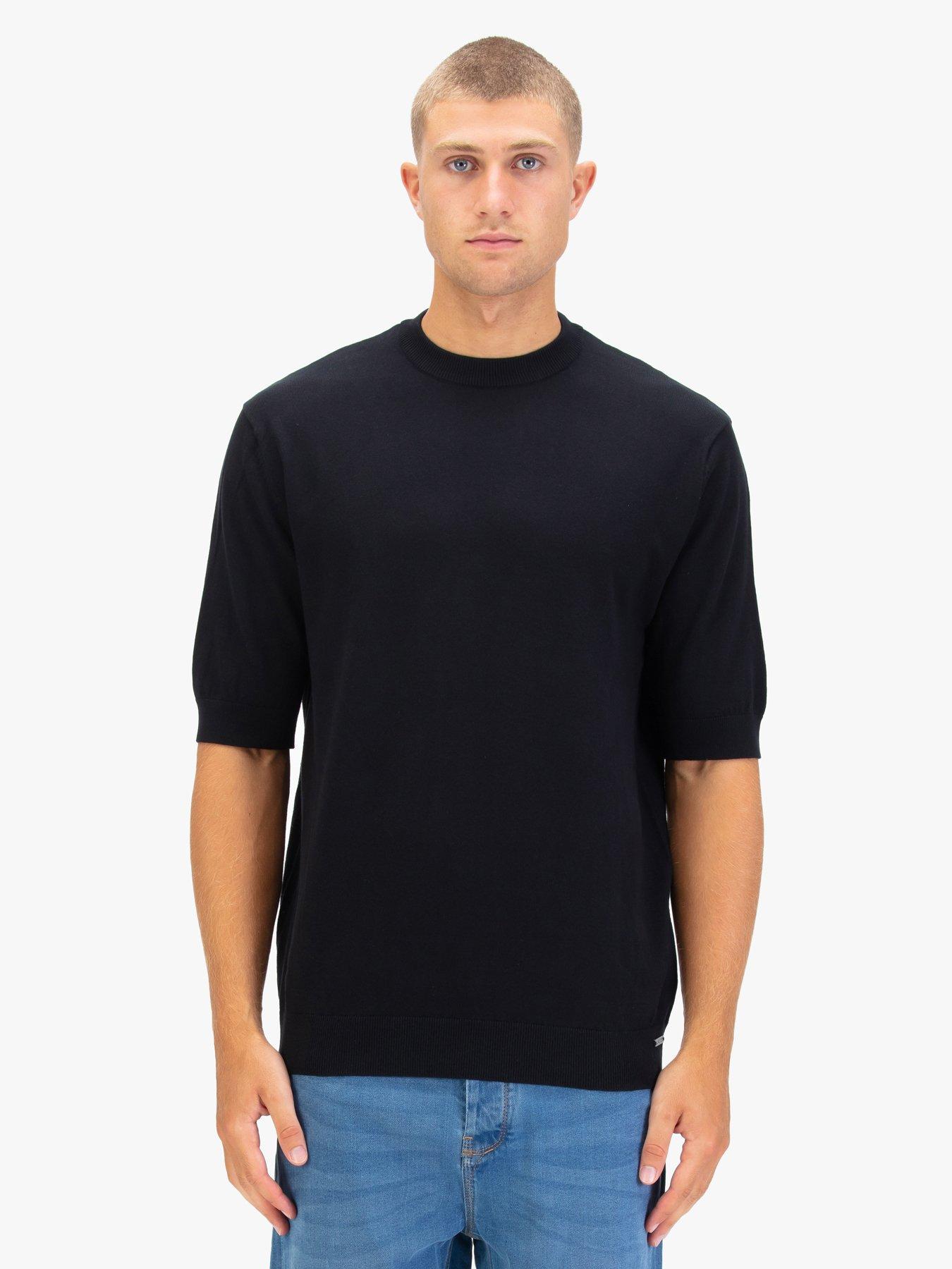  image of luke-1977-farrington-knitted-t-shirt-black