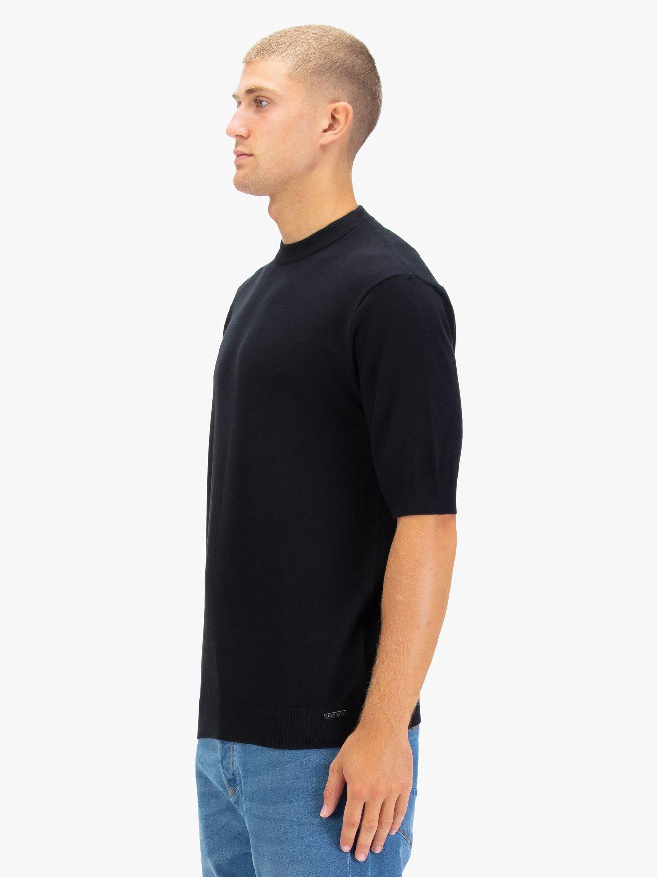  image of luke-1977-farrington-knitted-t-shirt-black