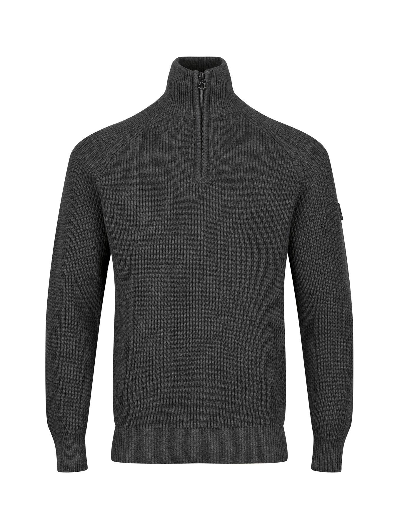 Image 3 of 6 of Luke 1977 Watton Plated Knitted 1/4 Zip - Grey