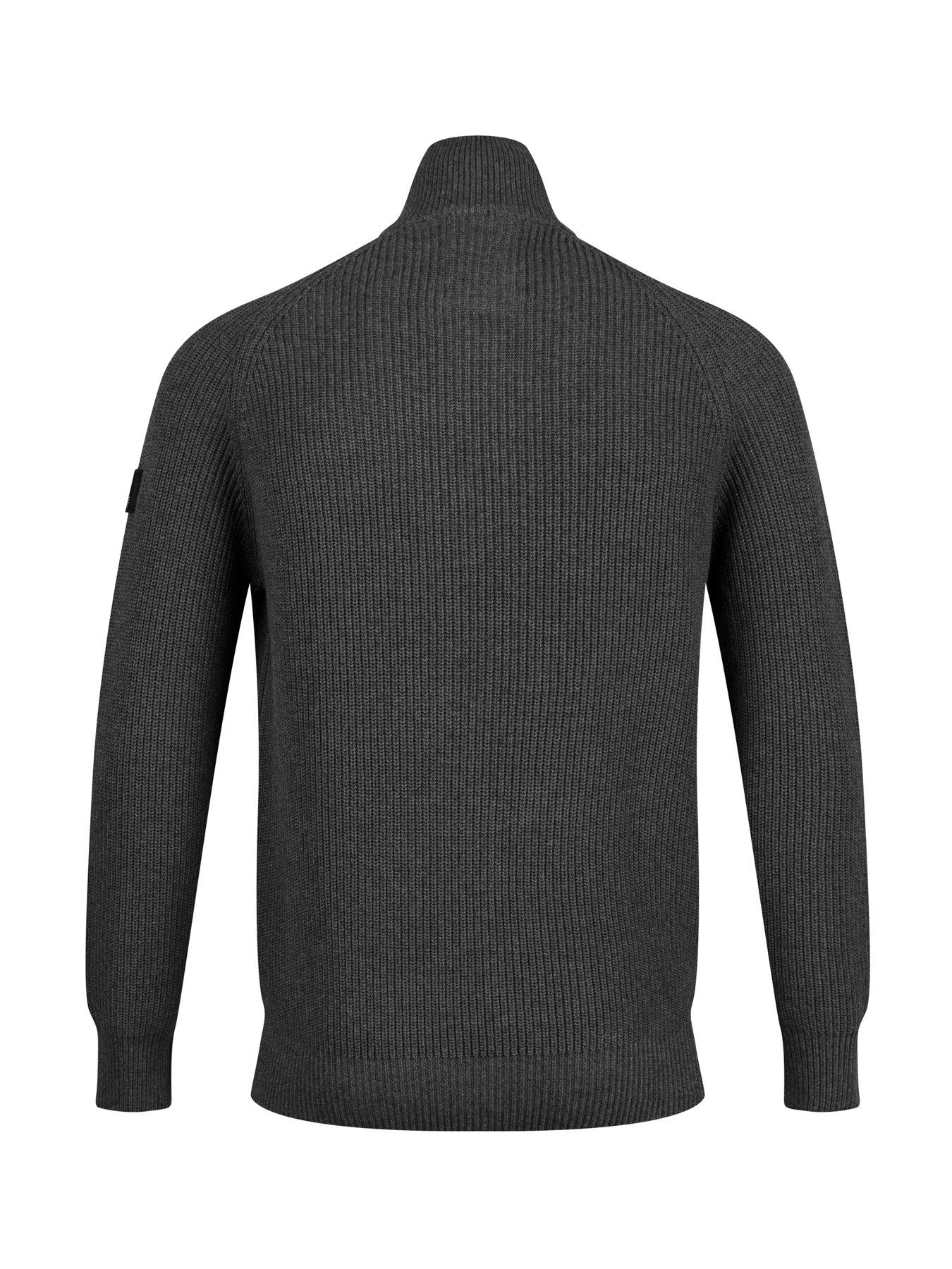 Image 4 of 6 of Luke 1977 Watton Plated Knitted 1/4 Zip - Grey