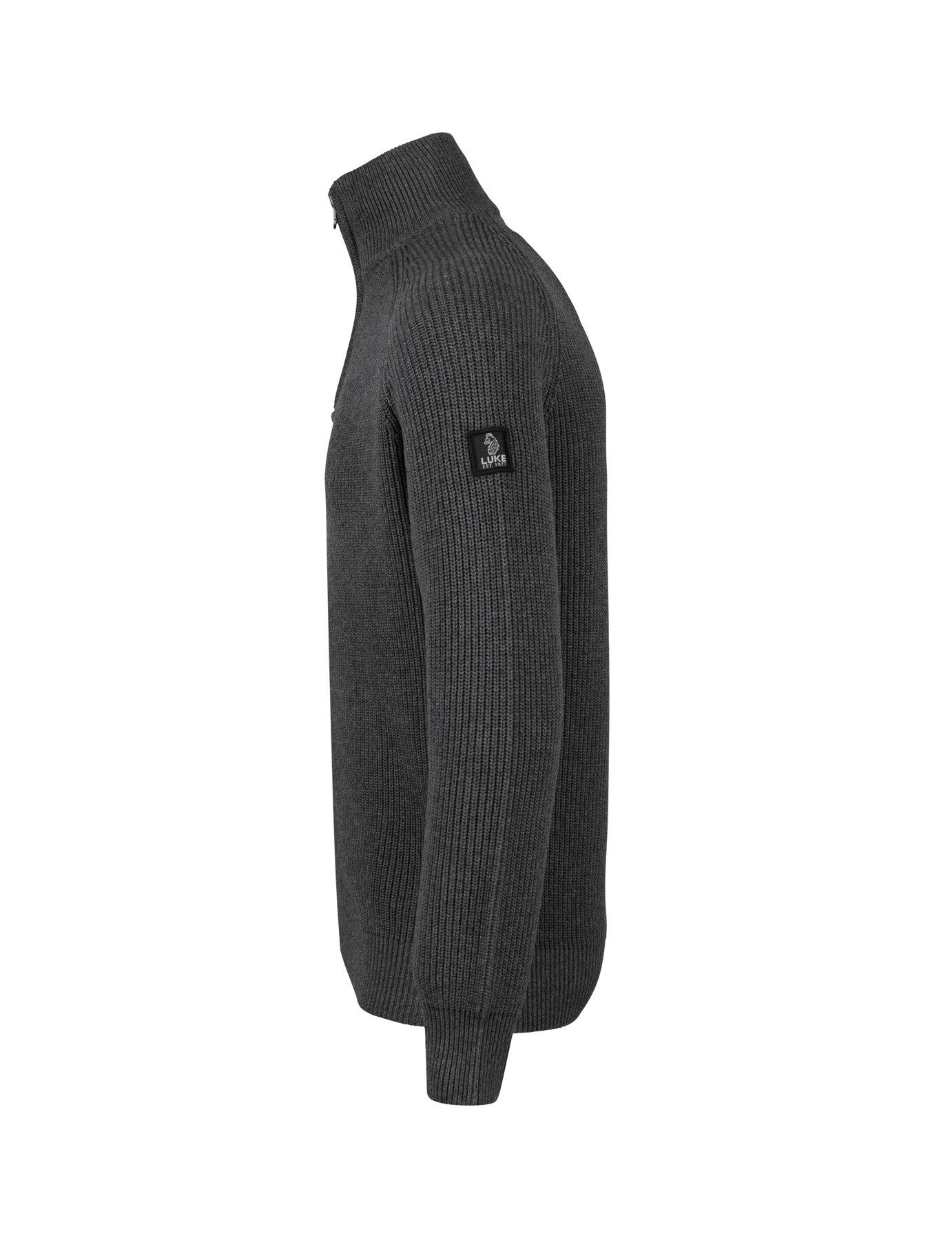 Image 5 of 6 of Luke 1977 Watton Plated Knitted 1/4 Zip - Grey