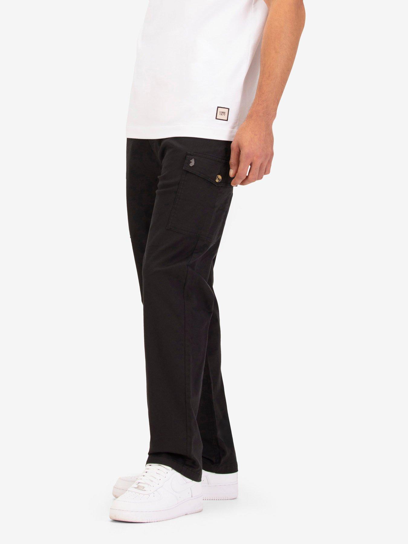 Image 3 of 6 of Luke 1977 Relaxed Fit Cargo Trousers - Black