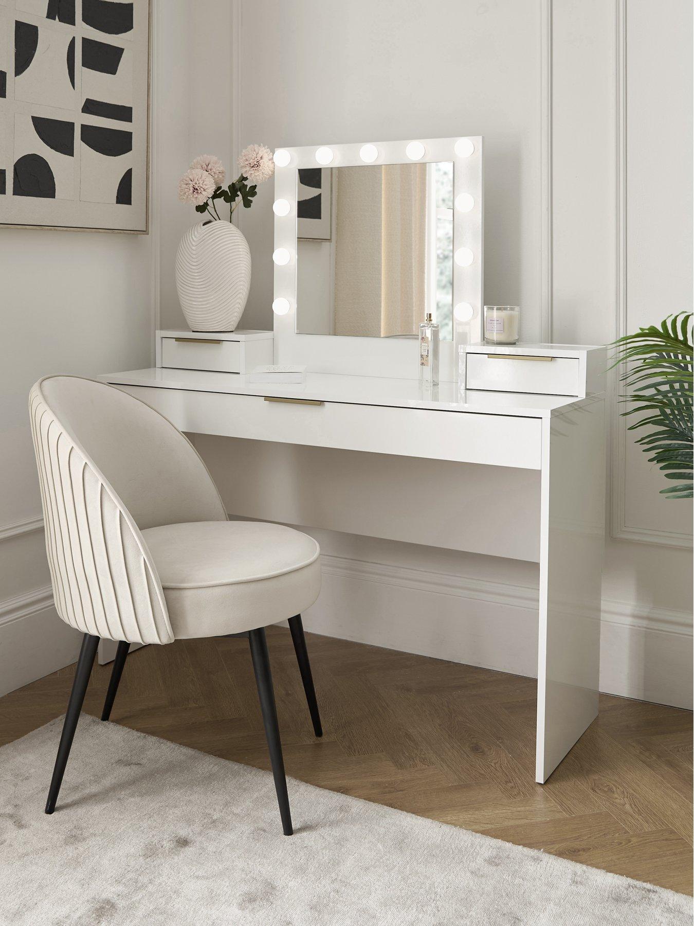 The Very Collection Bessy Gloss Dressing Table with Mirror - White - FSC® Certified