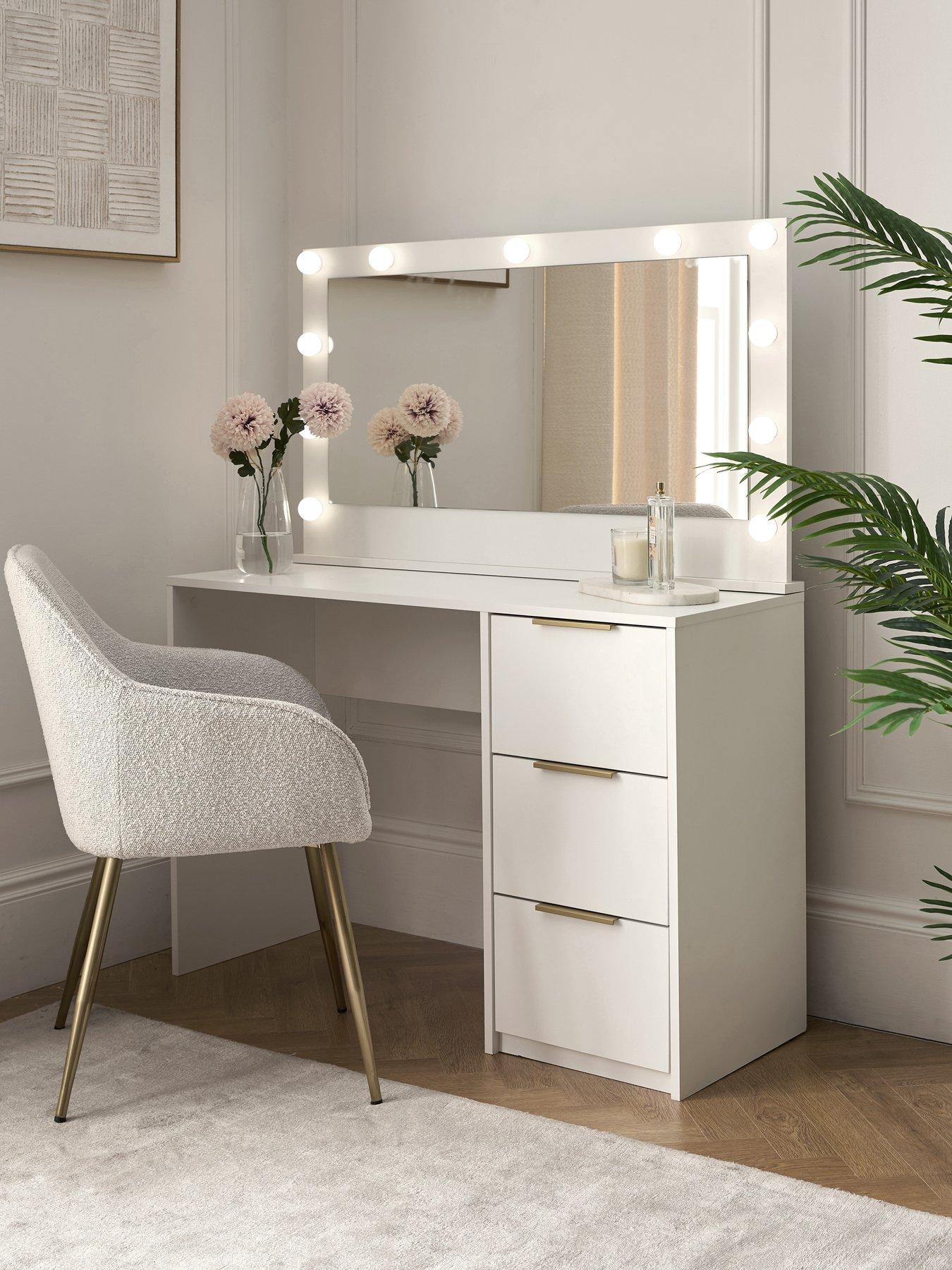  image of very-home-jessie-matt-storage-dressing-table-with-mirror-white-fscreg-certified