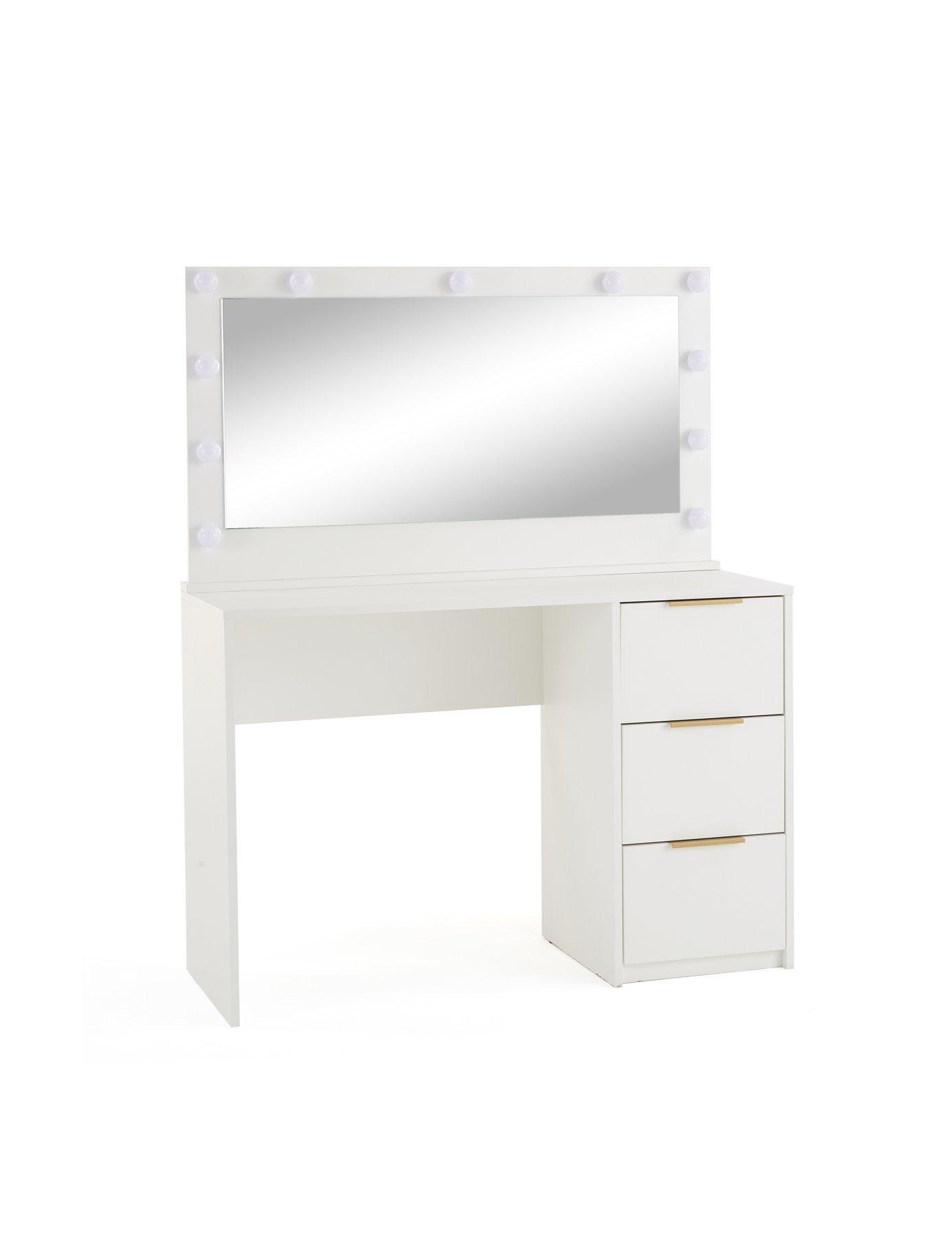  image of very-home-jessie-matt-storage-dressing-table-with-mirror-white-fscreg-certified