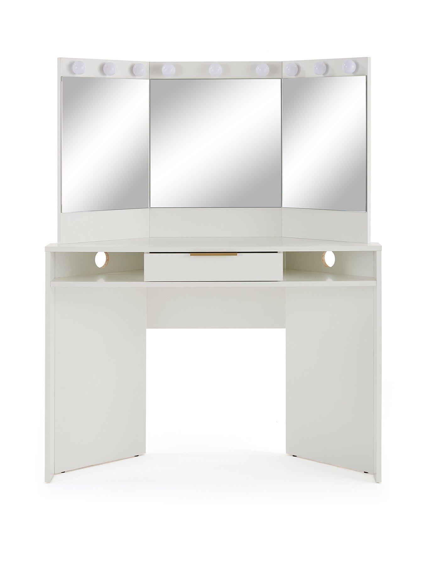  image of very-home-jessie-matt-corner-dressing-table-with-mirror-white-fscreg-certified