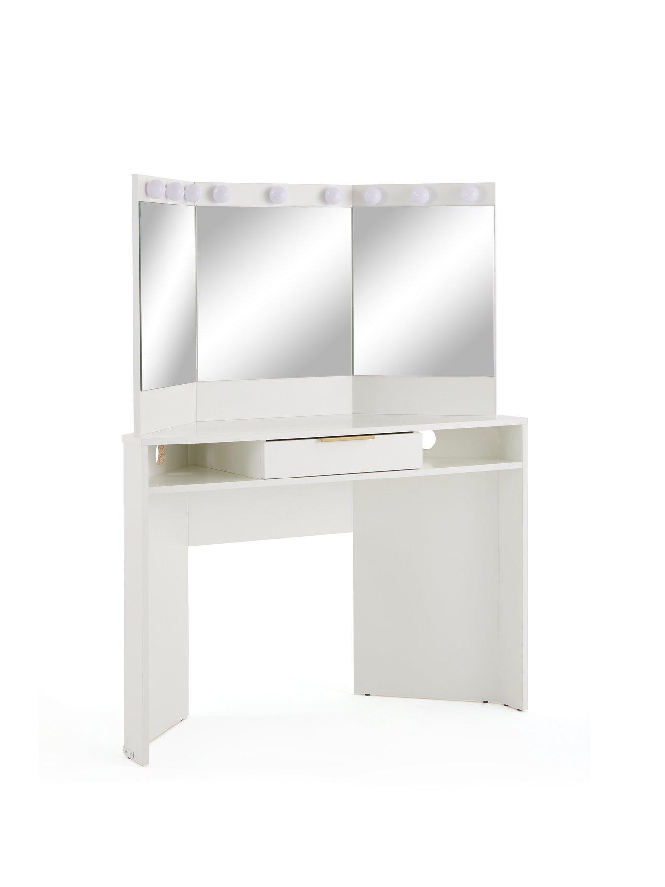  image of very-home-jessie-matt-corner-dressing-table-with-mirror-white-fscreg-certified