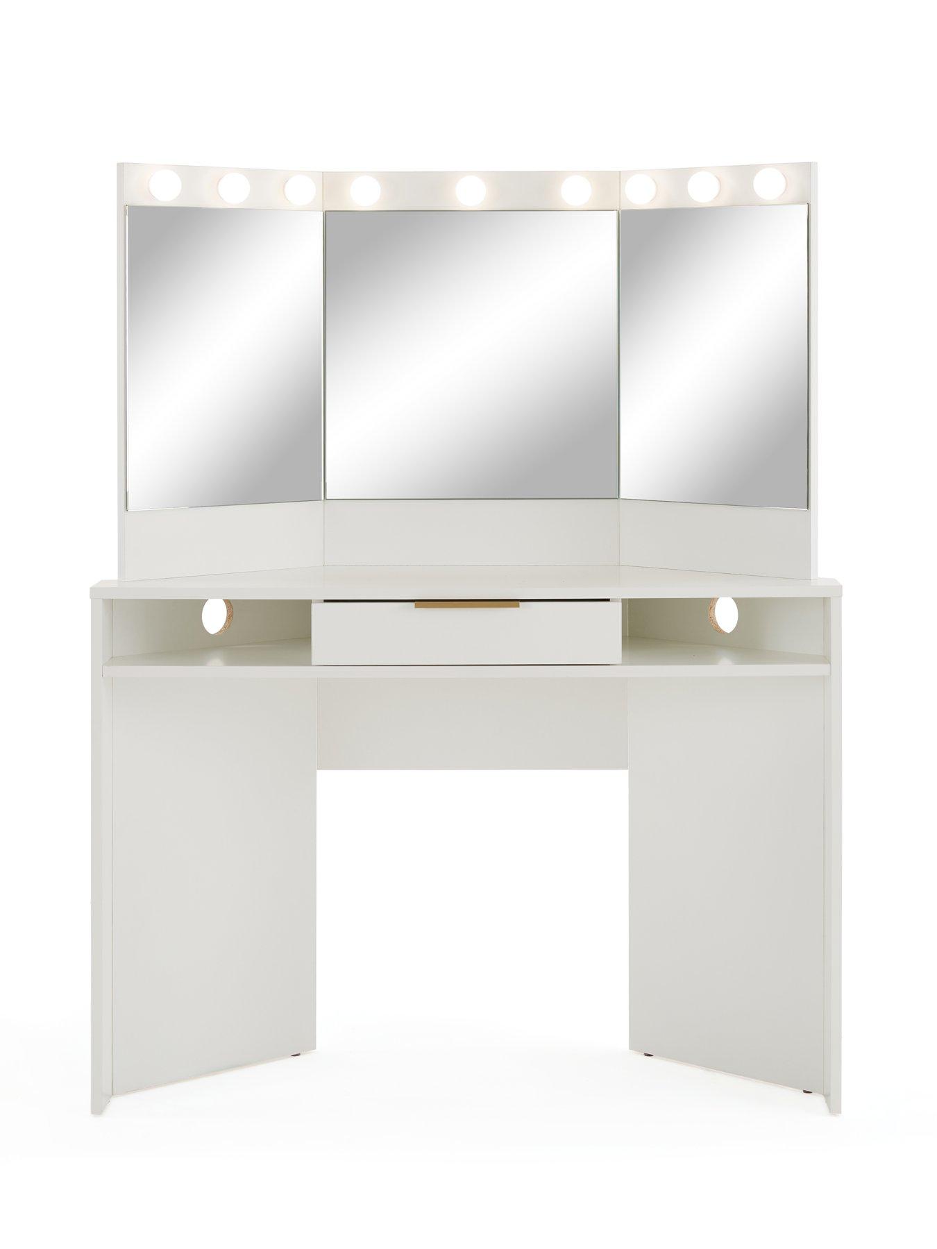  image of very-home-jessie-matt-corner-dressing-table-with-mirror-white-fscreg-certified