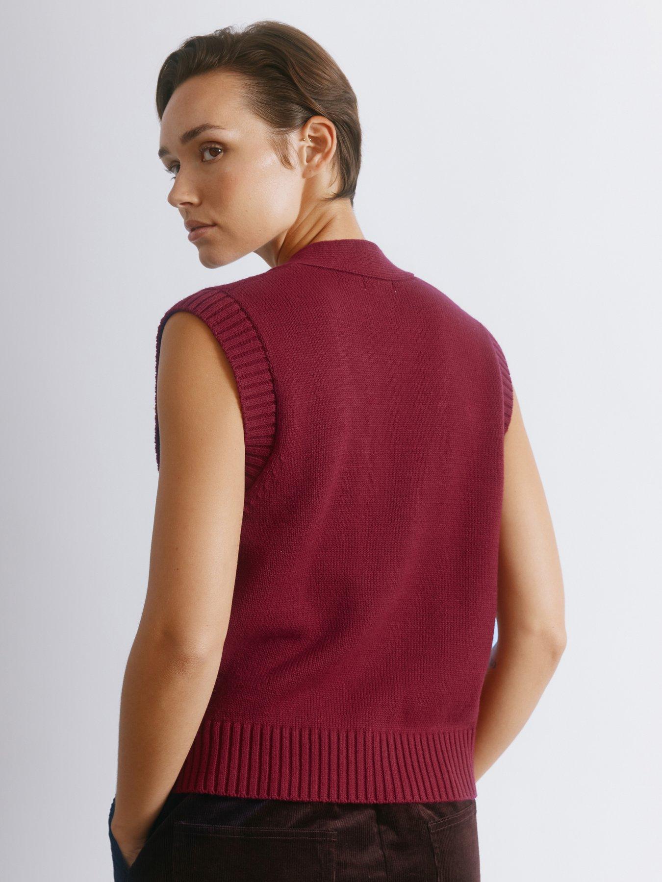 Image 2 of 4 of Albaray Dark Red V Neck Button Tank
