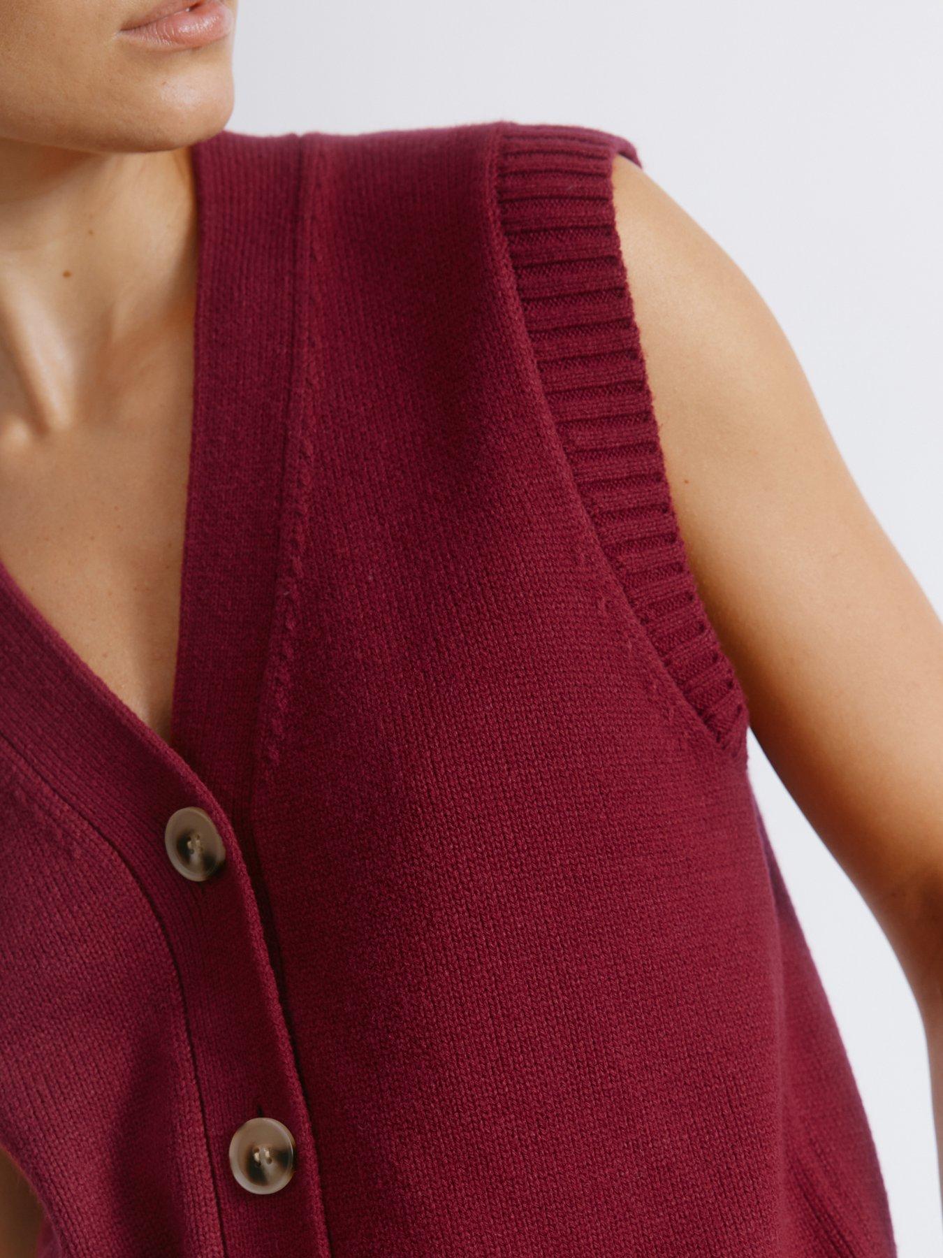 Image 3 of 4 of Albaray Dark Red V Neck Button Tank