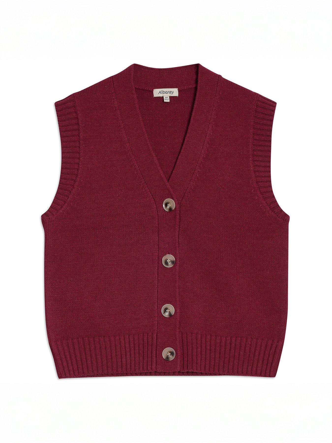 Image 4 of 4 of Albaray Dark Red V Neck Button Tank