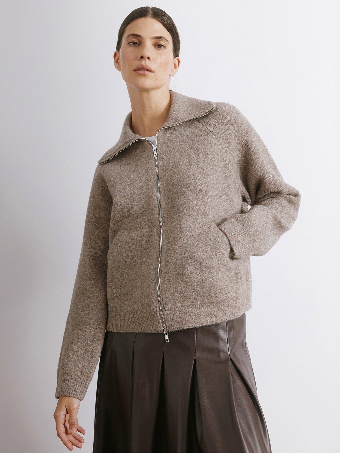 Albaray Wing Collar Knit Bomber - Cream