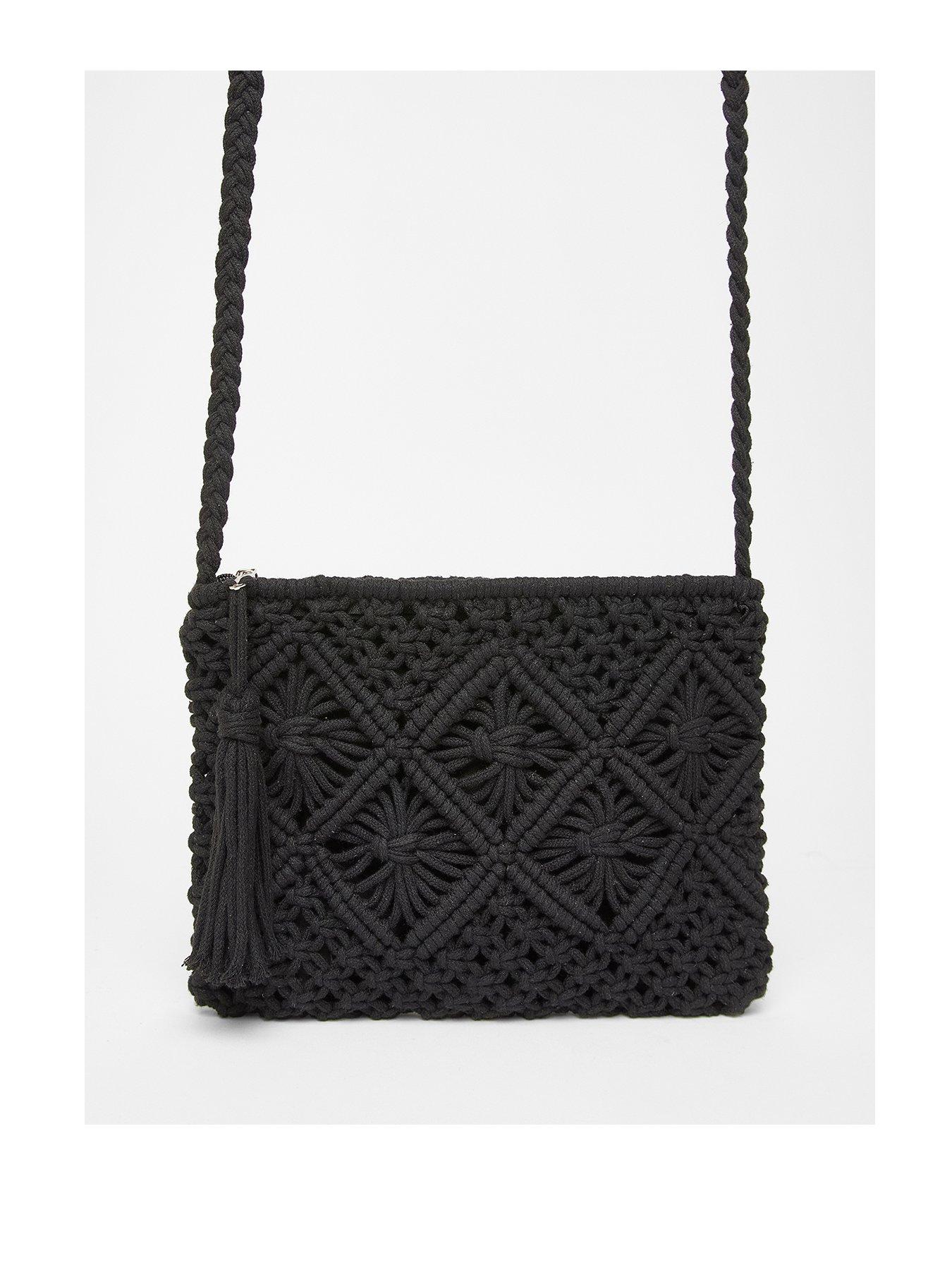 undefined Black Crochet Cross Body Bag