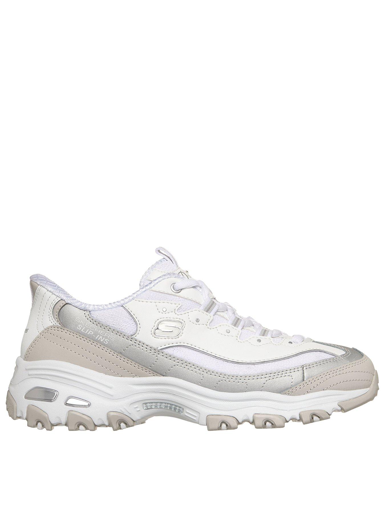 skechers-dlites-smooth-nostalgia-lace-up-slip-ins-trainer-white-leather