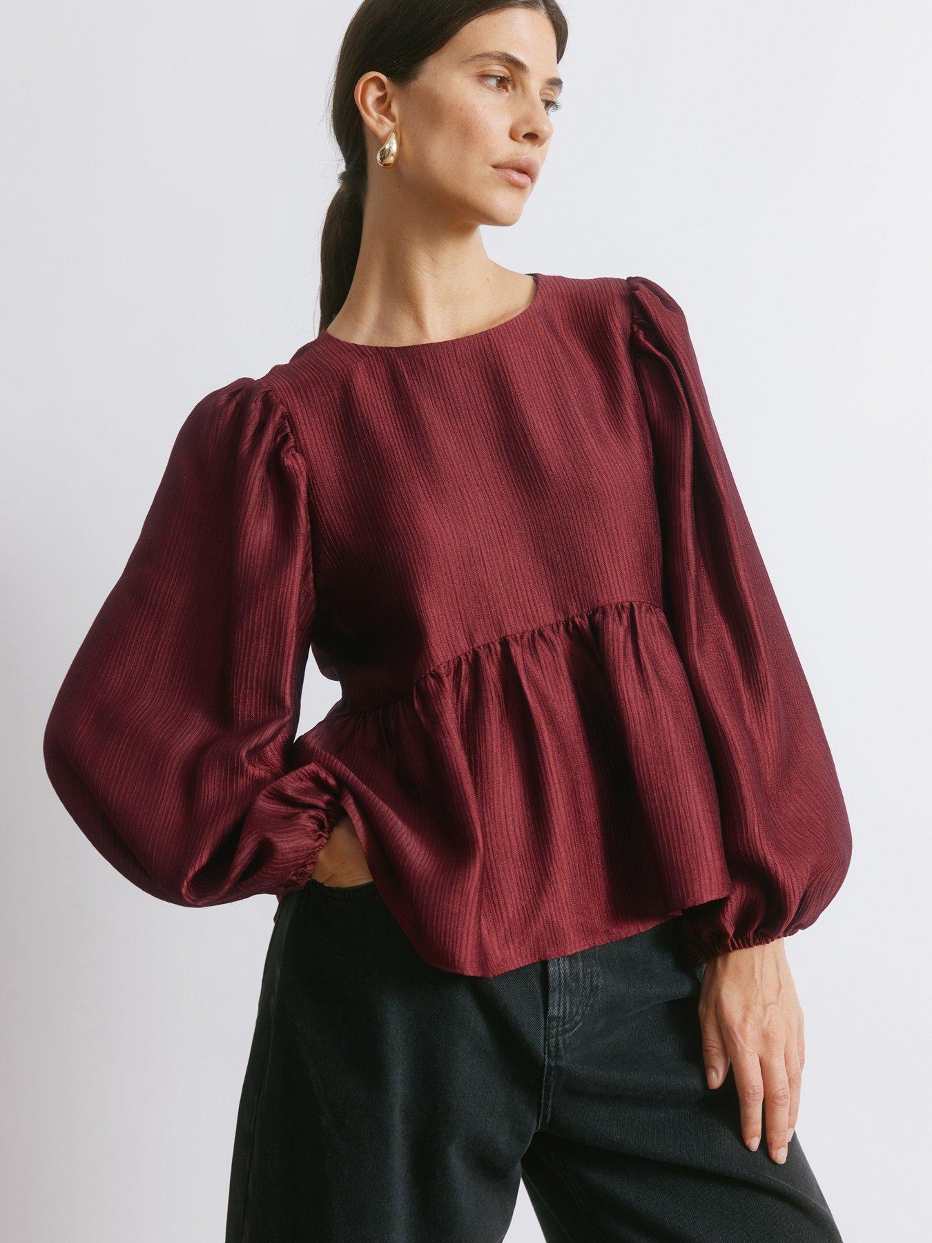 albaray-crinkle-satin-top-red