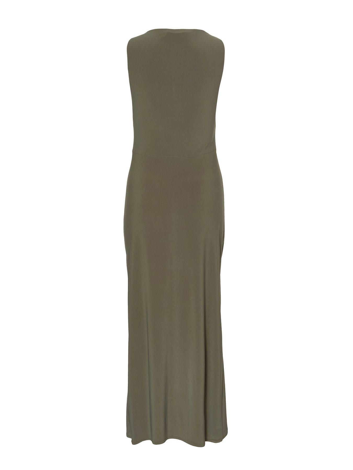 Image 5 of 6 of Quiz Olive Wrap Midaxi Dress
