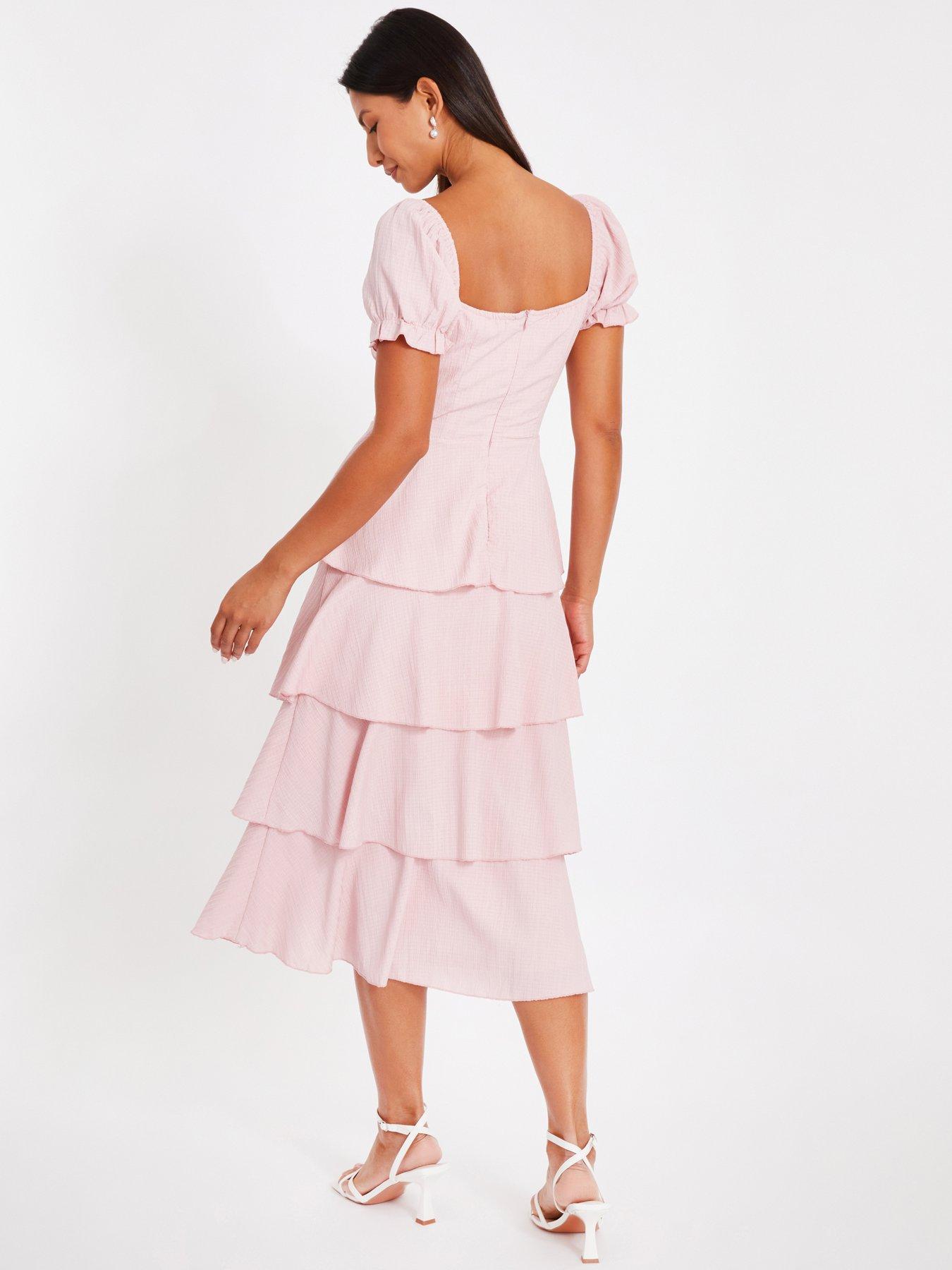 Image 2 of 6 of Quiz Pale Pink Tiered Midi Dress