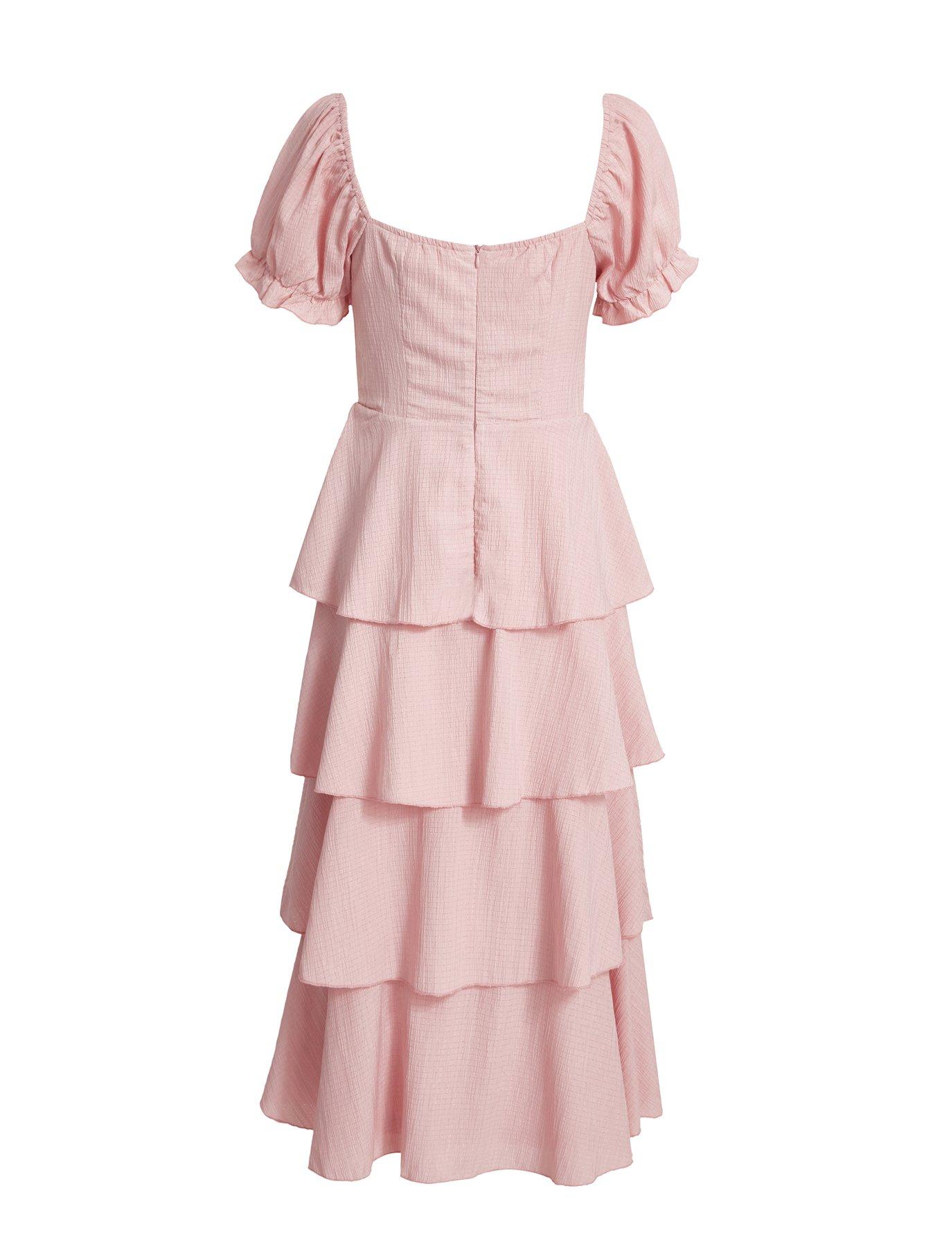Image 5 of 6 of Quiz Pale Pink Tiered Midi Dress