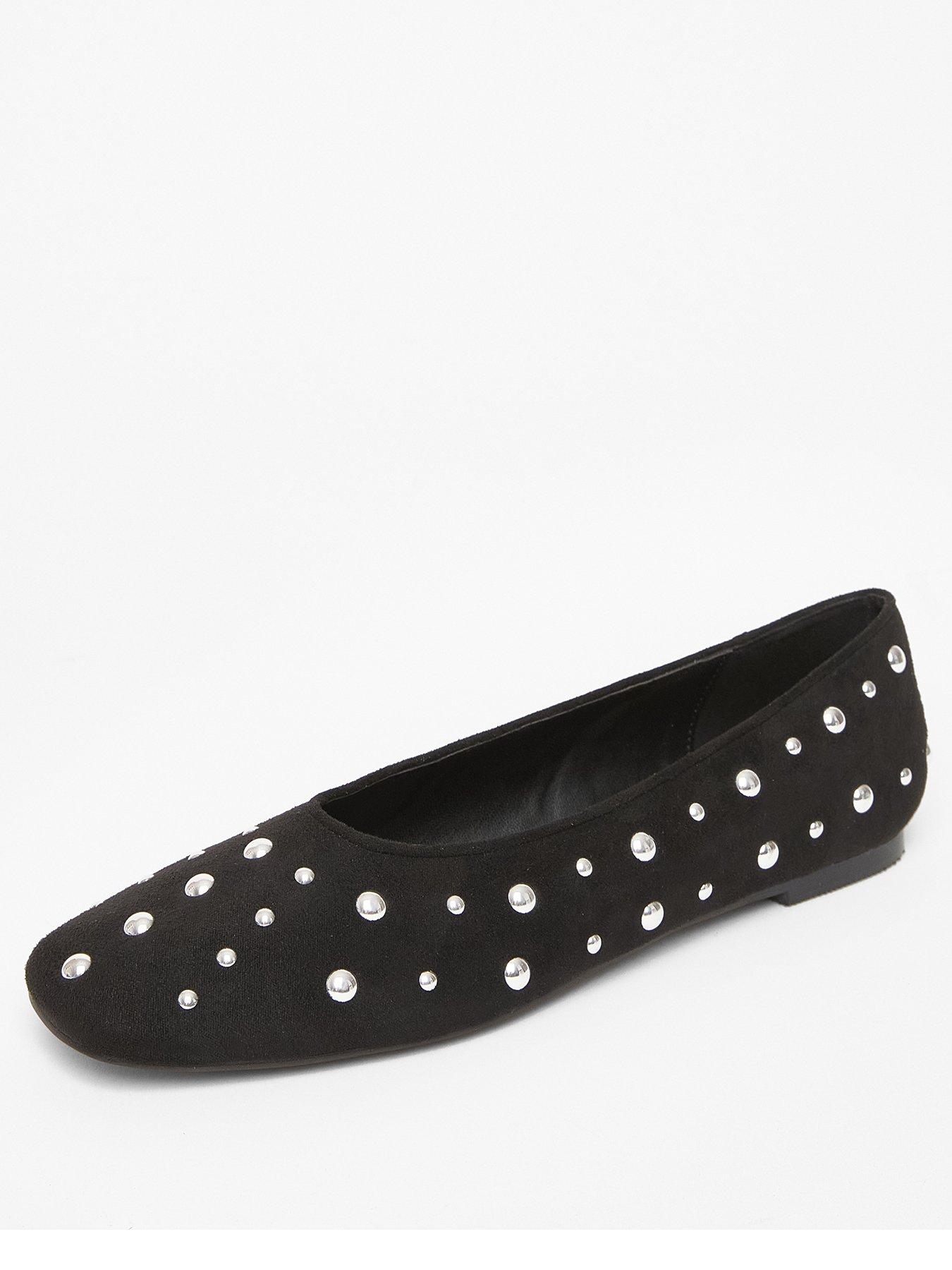Image 2 of 5 of Quiz Black Faux Suede Diamante Pumps
