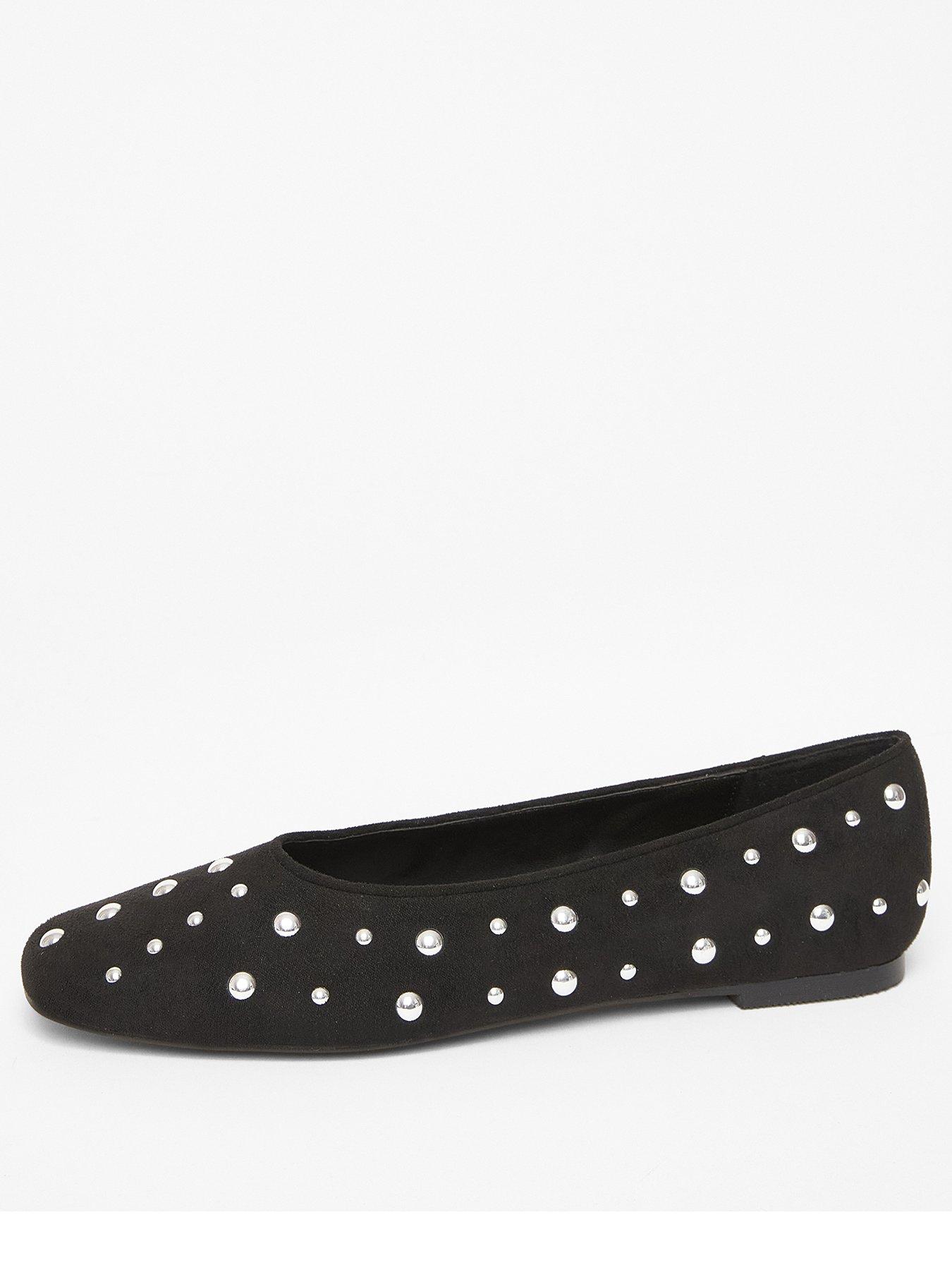 Image 3 of 5 of Quiz Black Faux Suede Diamante Pumps