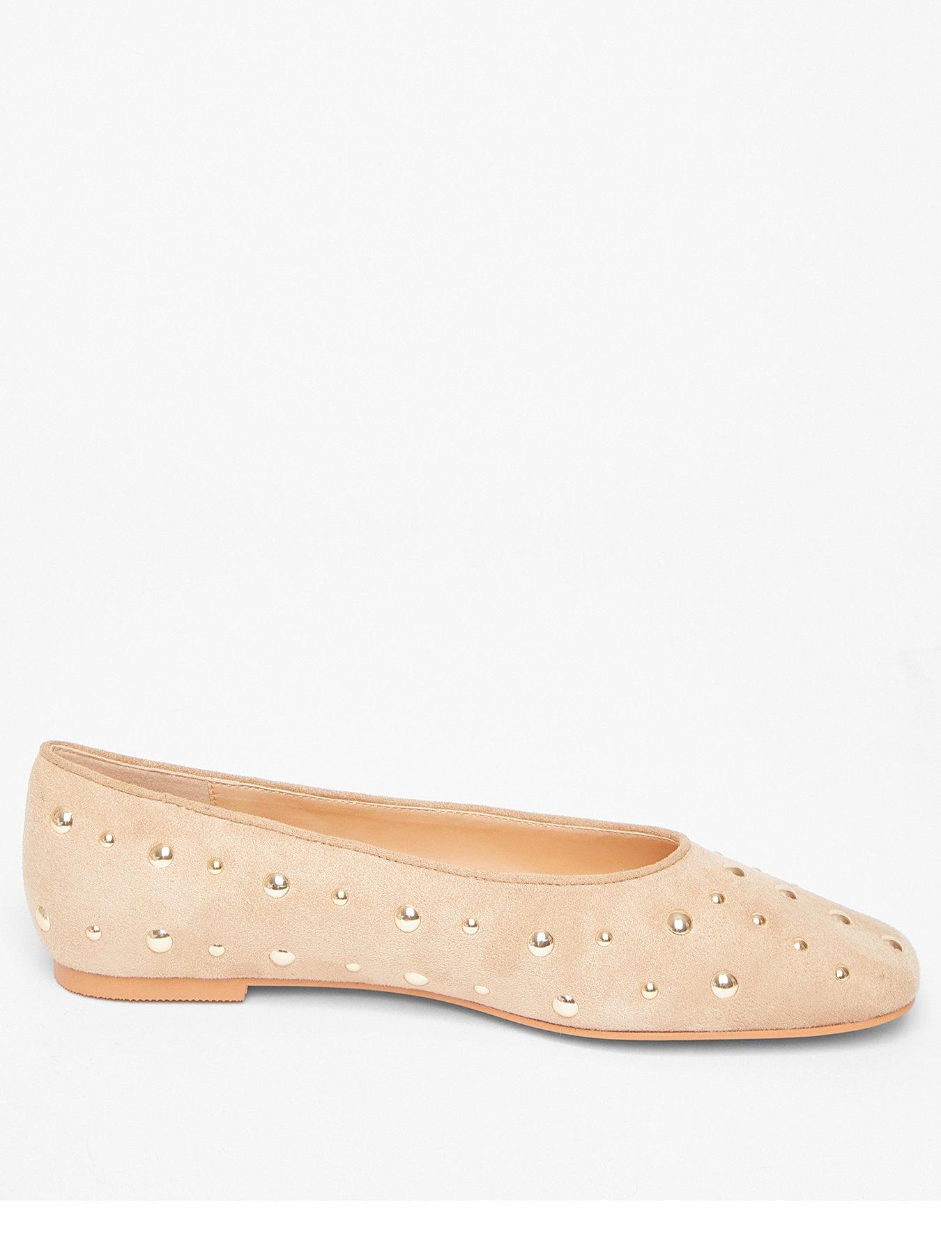 undefined Cream Faux Suede Diamante Pumps