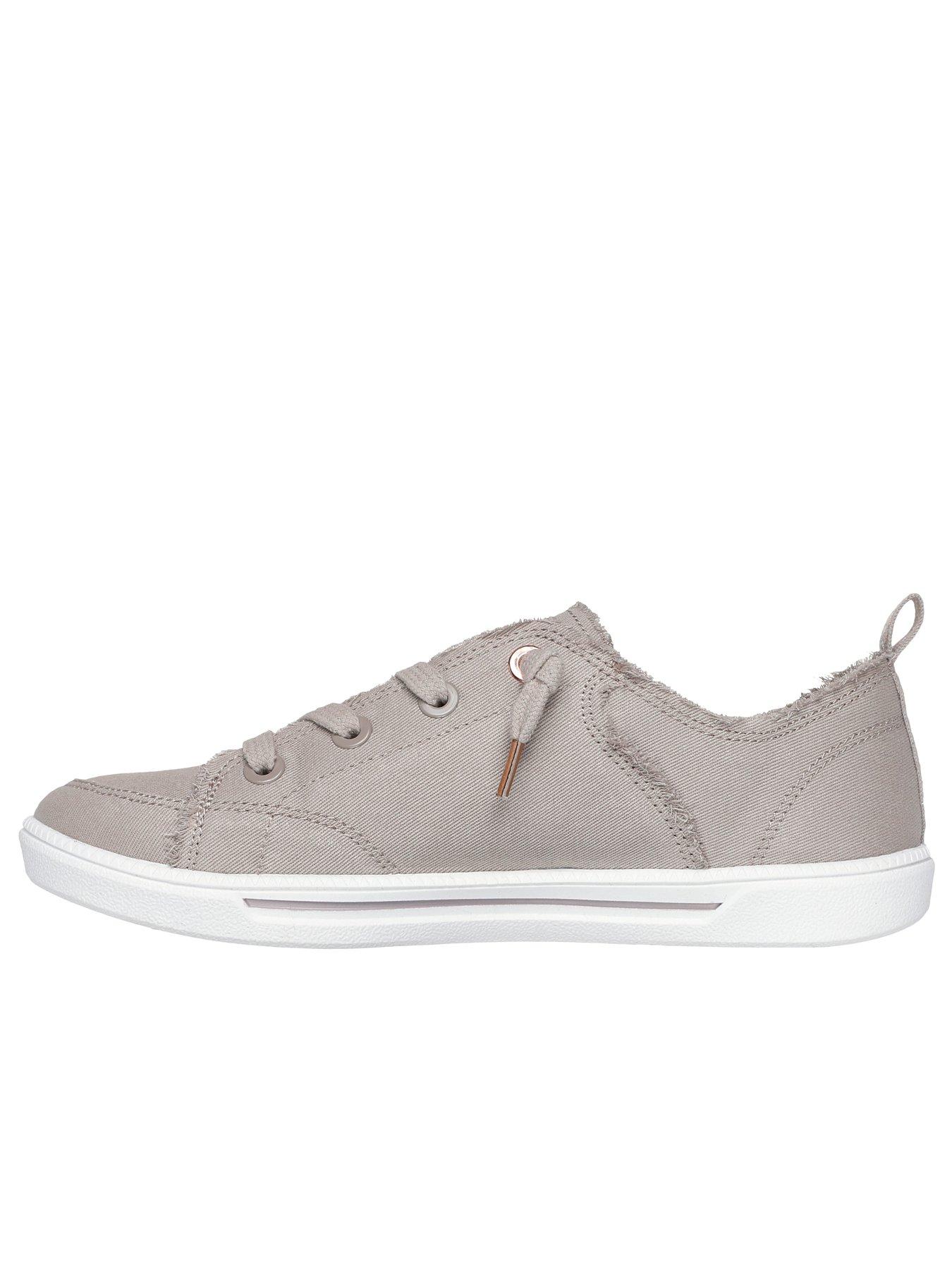 Image 5 of 5 of Skechers Bobs B Cute 2.0 Frayed Canvas Faux Lace Slip On Trainer - Taupe