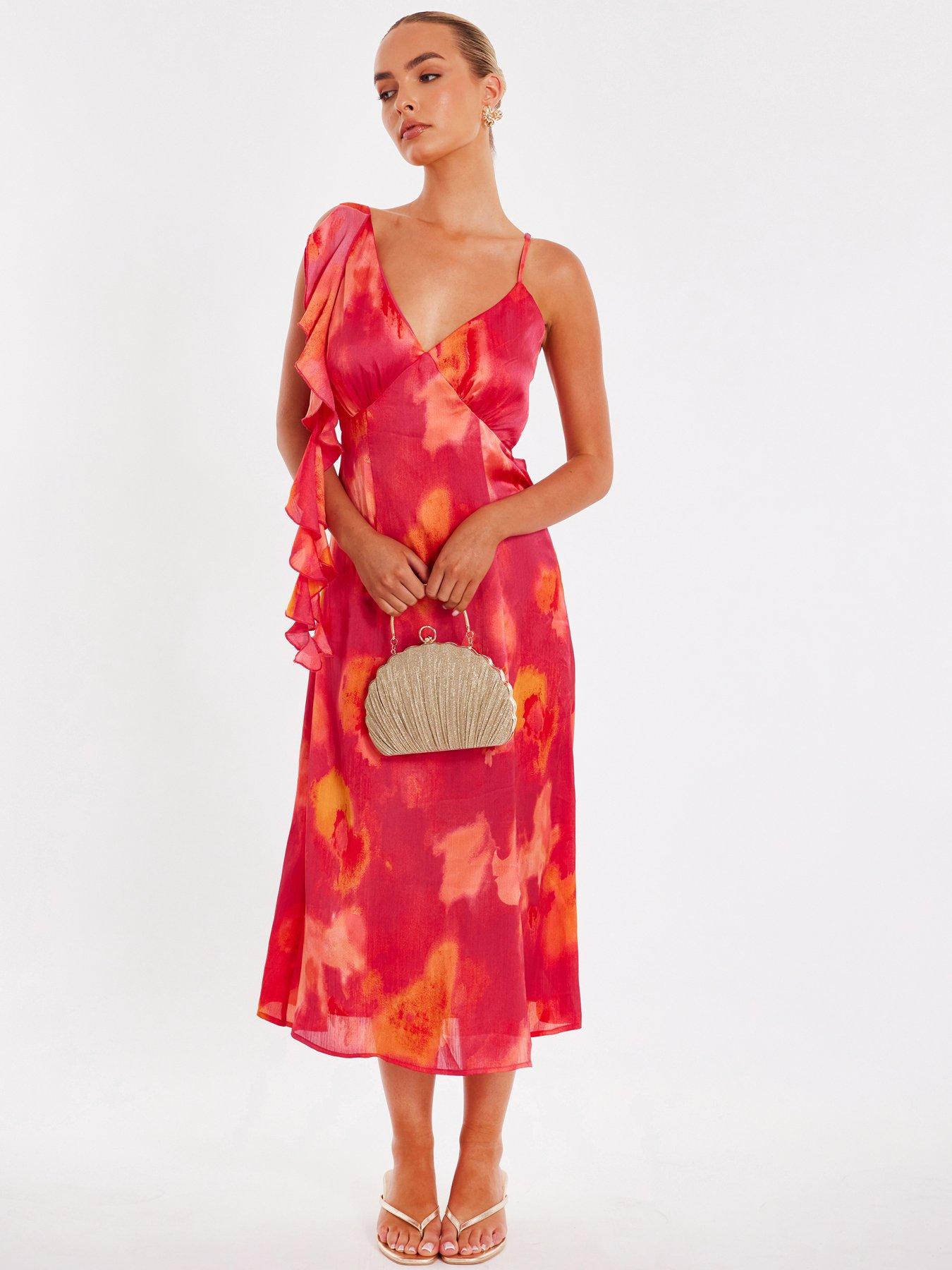  image of quiz-pink-satin-marble-maxi-dress