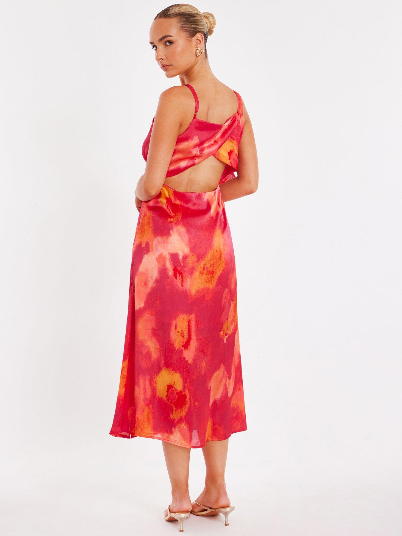  image of quiz-pink-satin-marble-maxi-dress