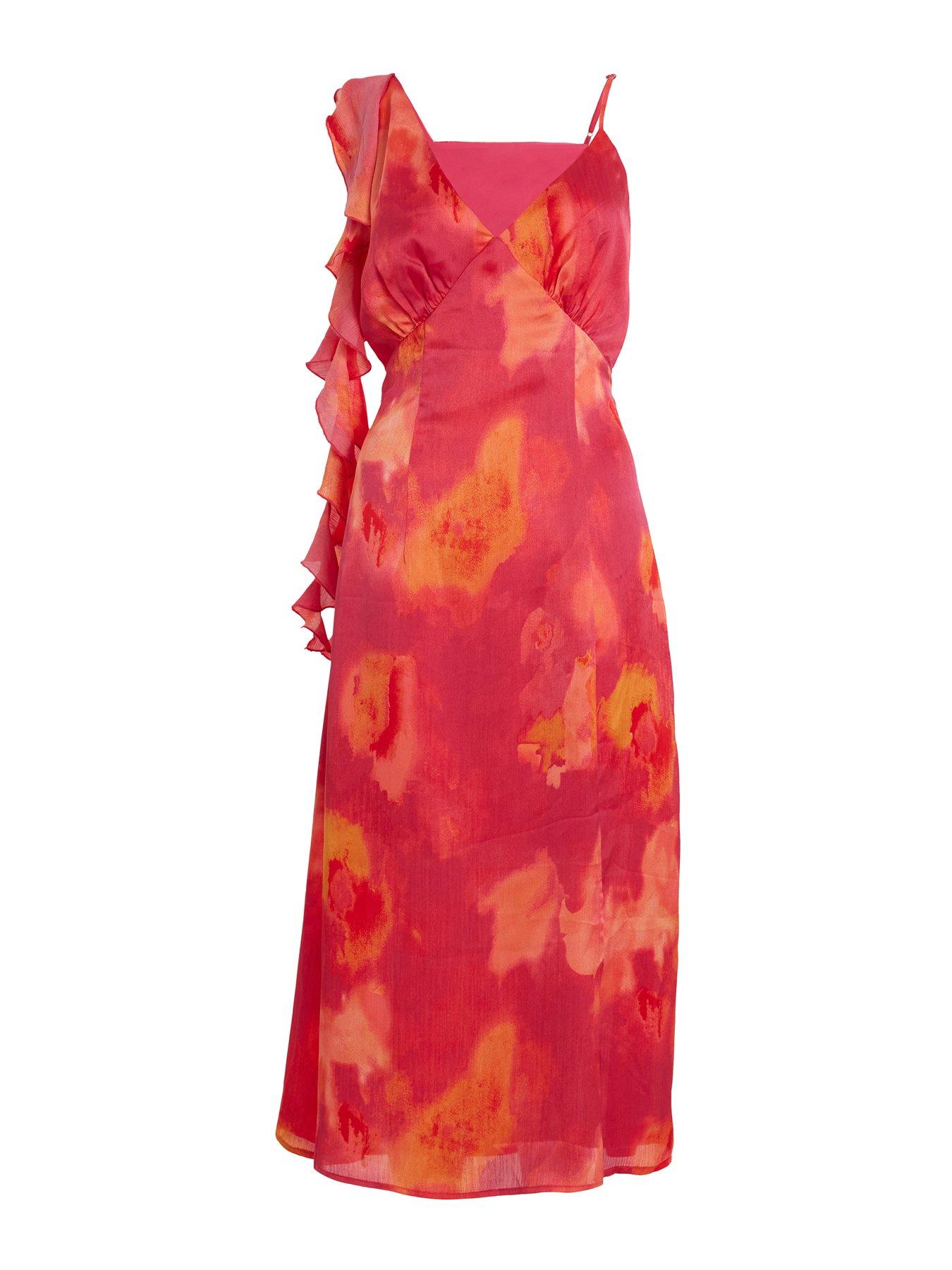  image of quiz-pink-satin-marble-maxi-dress