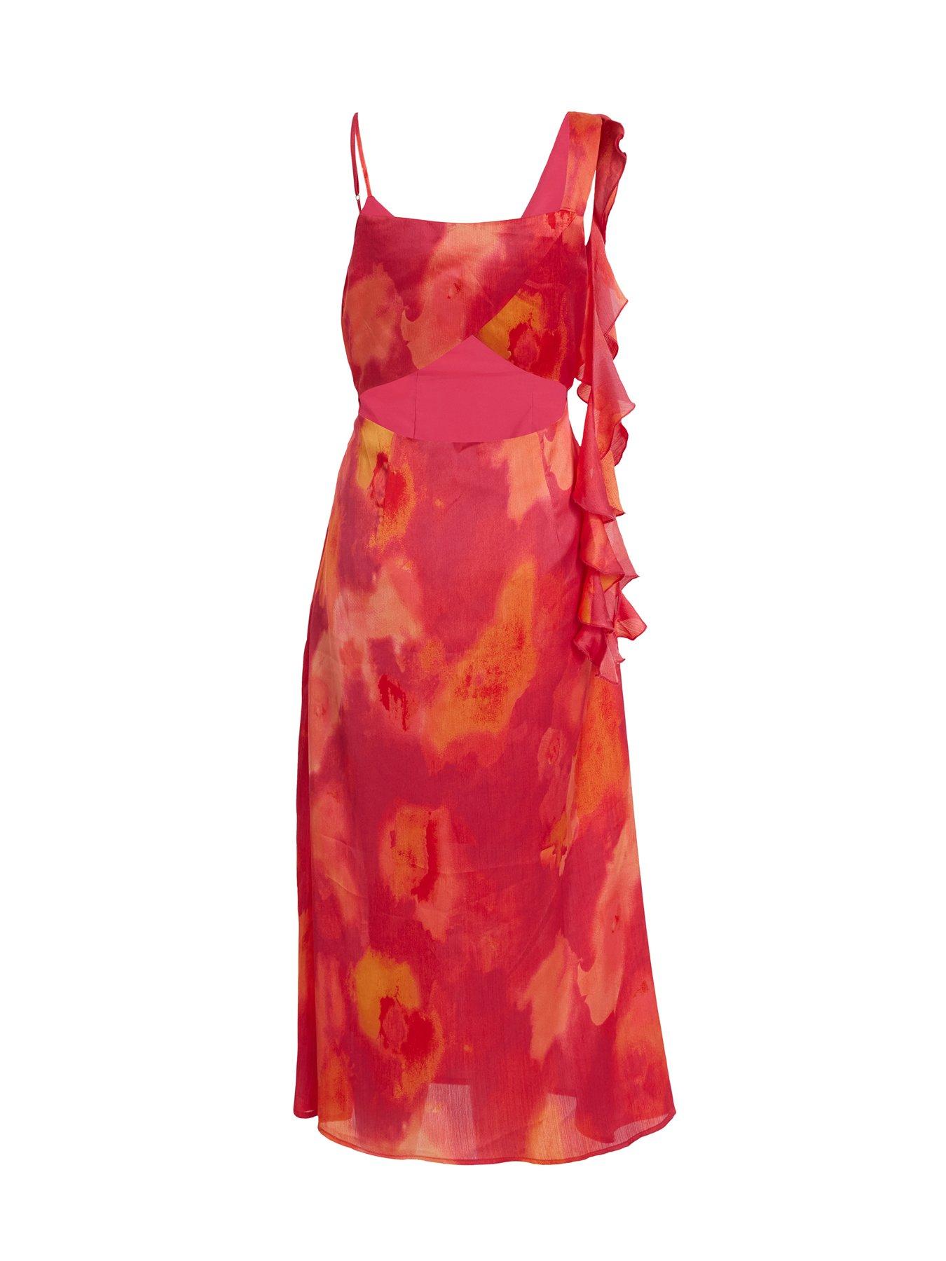  image of quiz-pink-satin-marble-maxi-dress