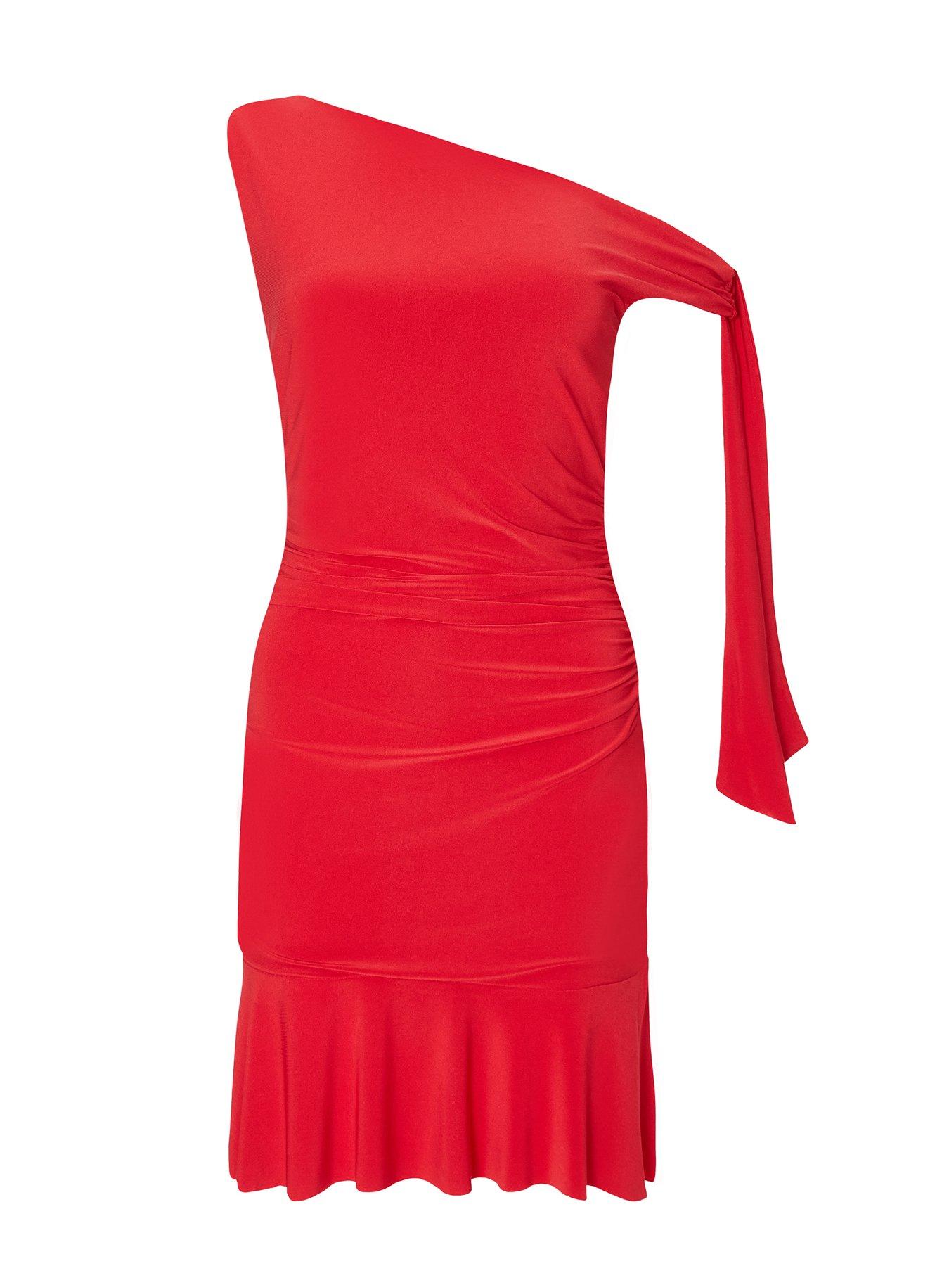 Image 4 of 6 of Quiz Red Asymmetric Mini Dress