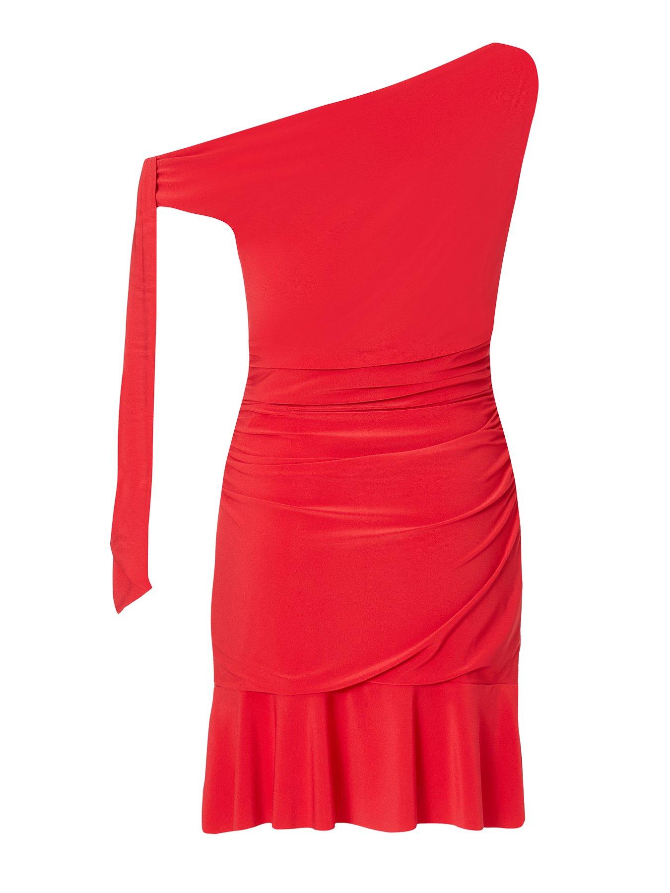 Image 5 of 6 of Quiz Red Asymmetric Mini Dress