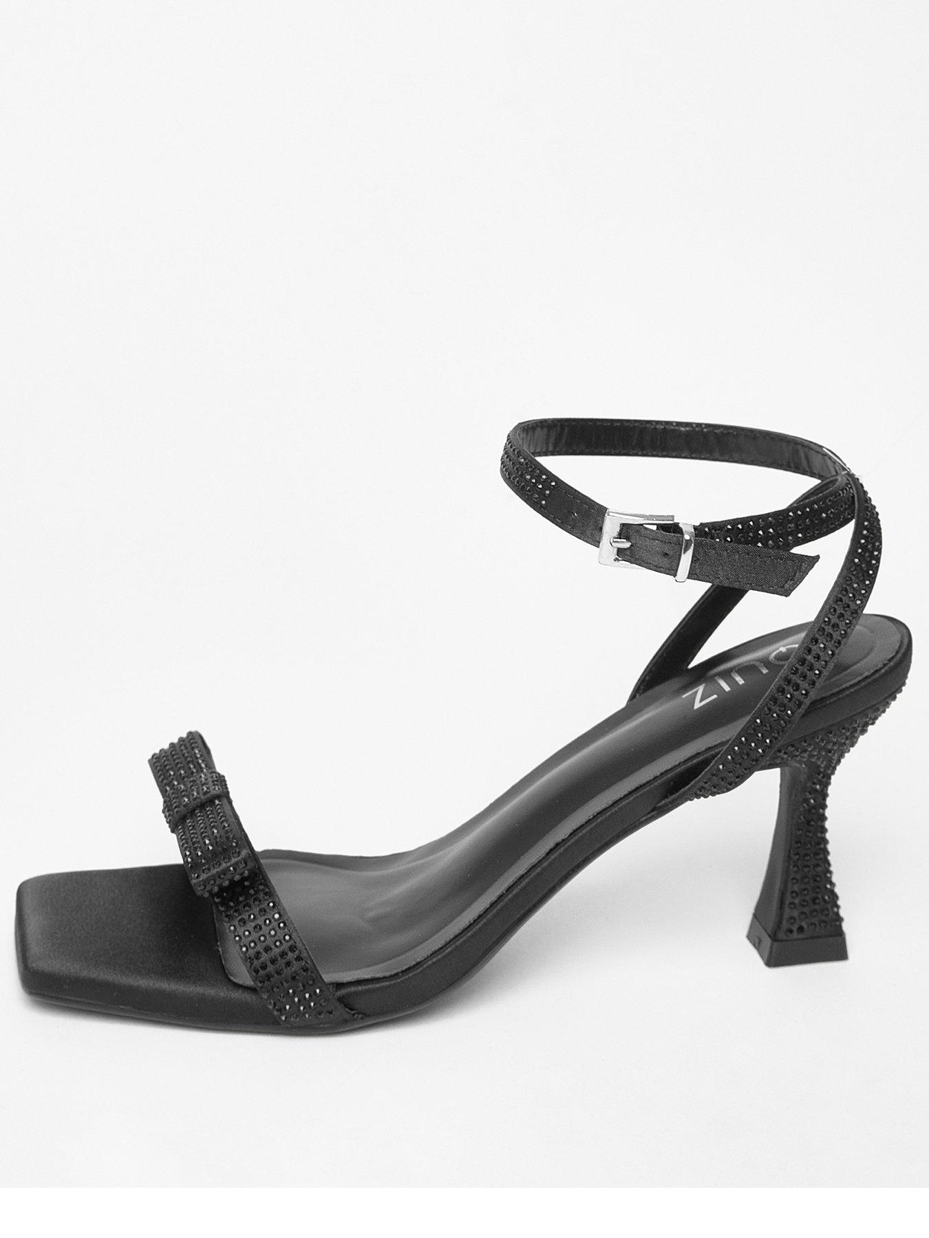 undefined Black Diamante Bow Front Heels