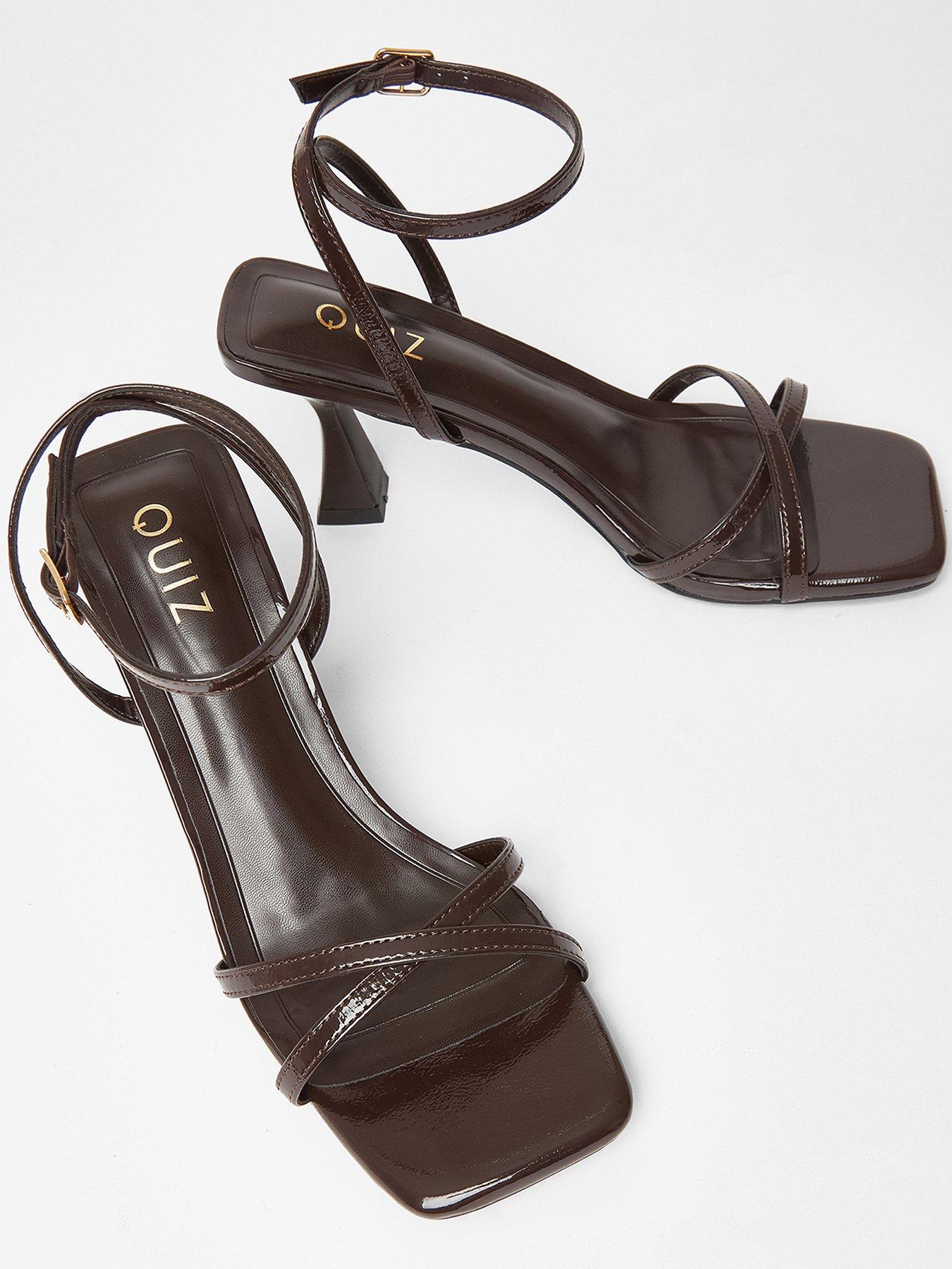 Image 4 of 5 of Quiz Brown Cross Strap Flared Heels