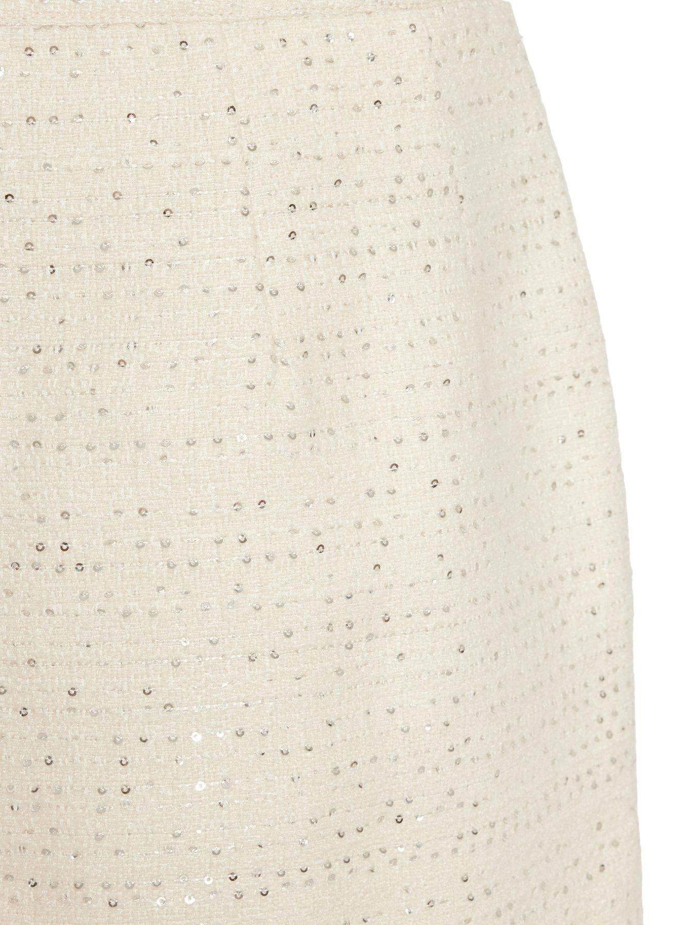Image 6 of 6 of Quiz Cream Boucle Sequin Mini Skirt