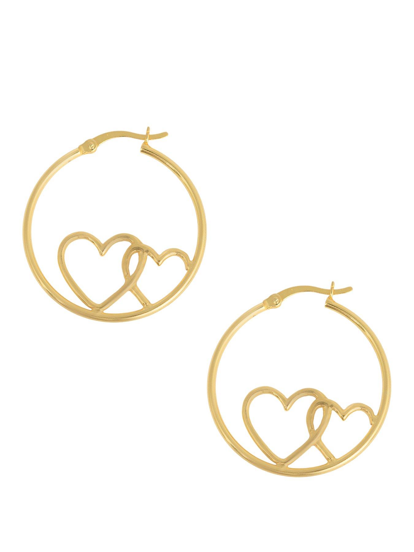 undefined Gold Plated Sterling Silver Heart Outline Creole Hoops
