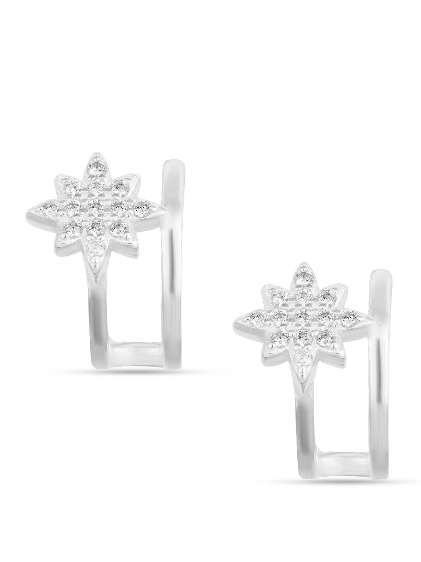 undefined Sterling Silver North Star Half Hoops