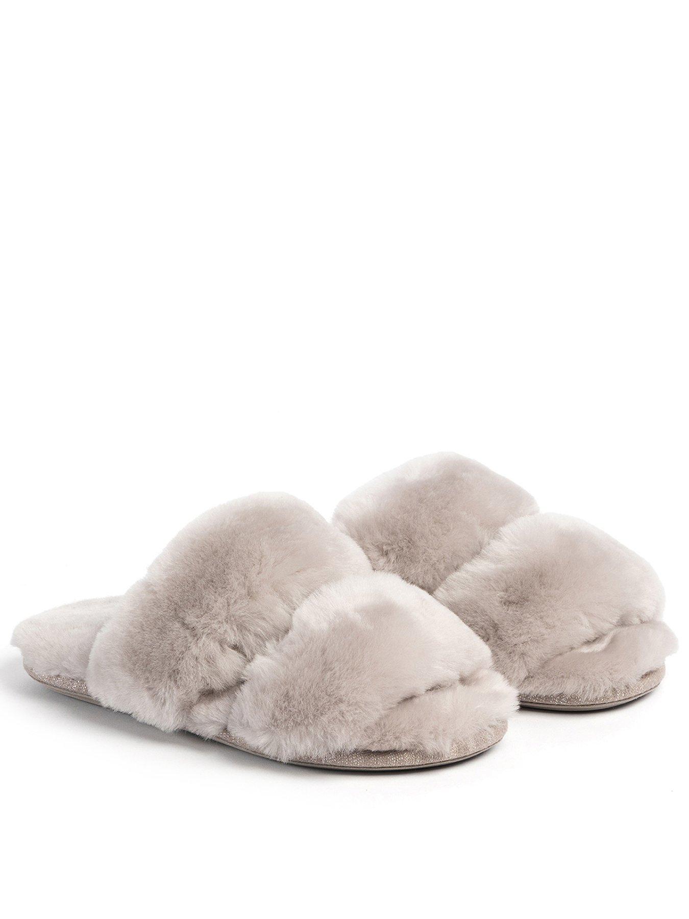 undefined Ladies Poppy Open Toe Sheepskin Slider - Dove