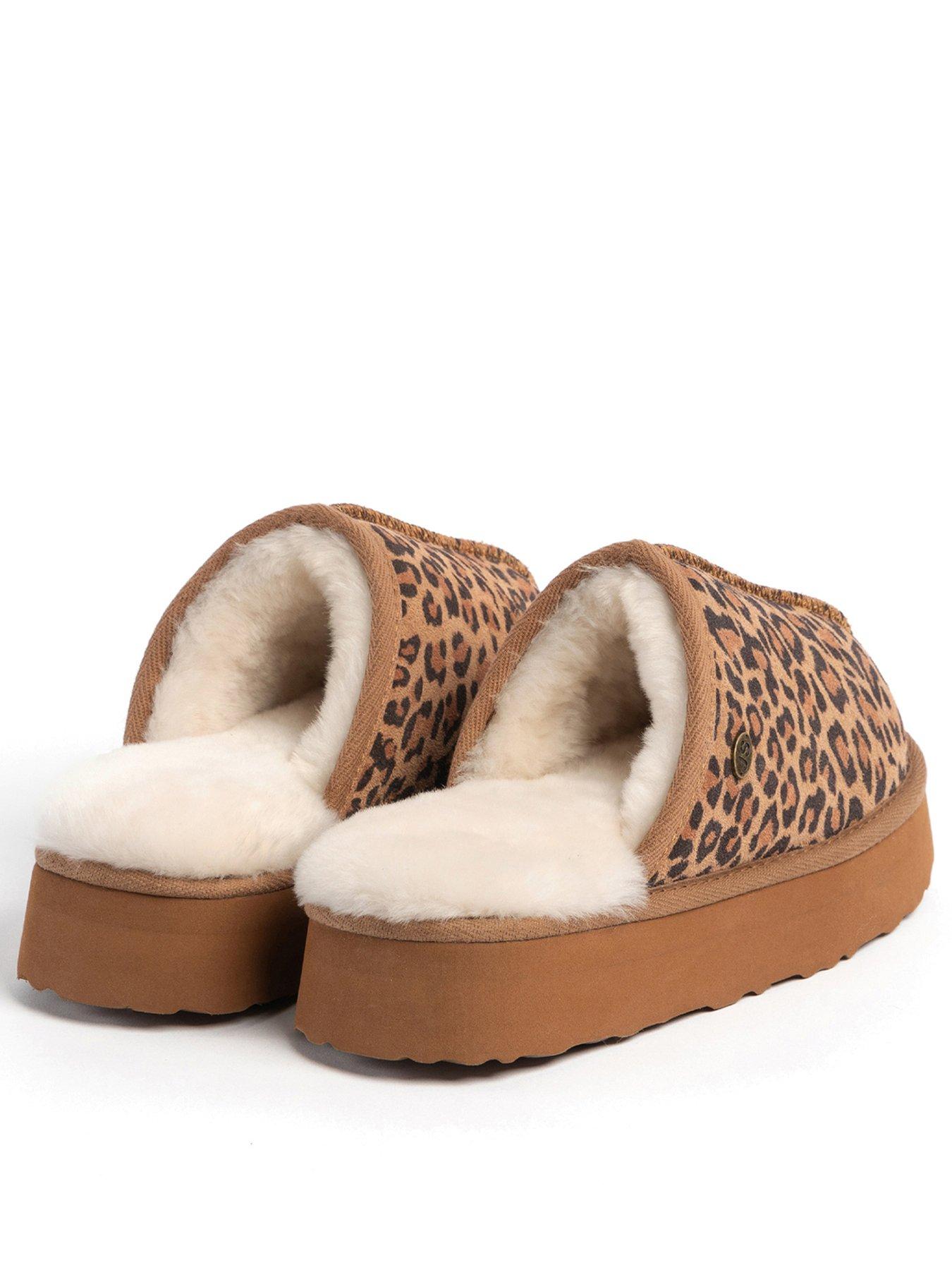 Image 2 of 5 of Just Sheepskin Ladies Mabel Sheepskin Platform Mule Slipper - Chestnut Animal