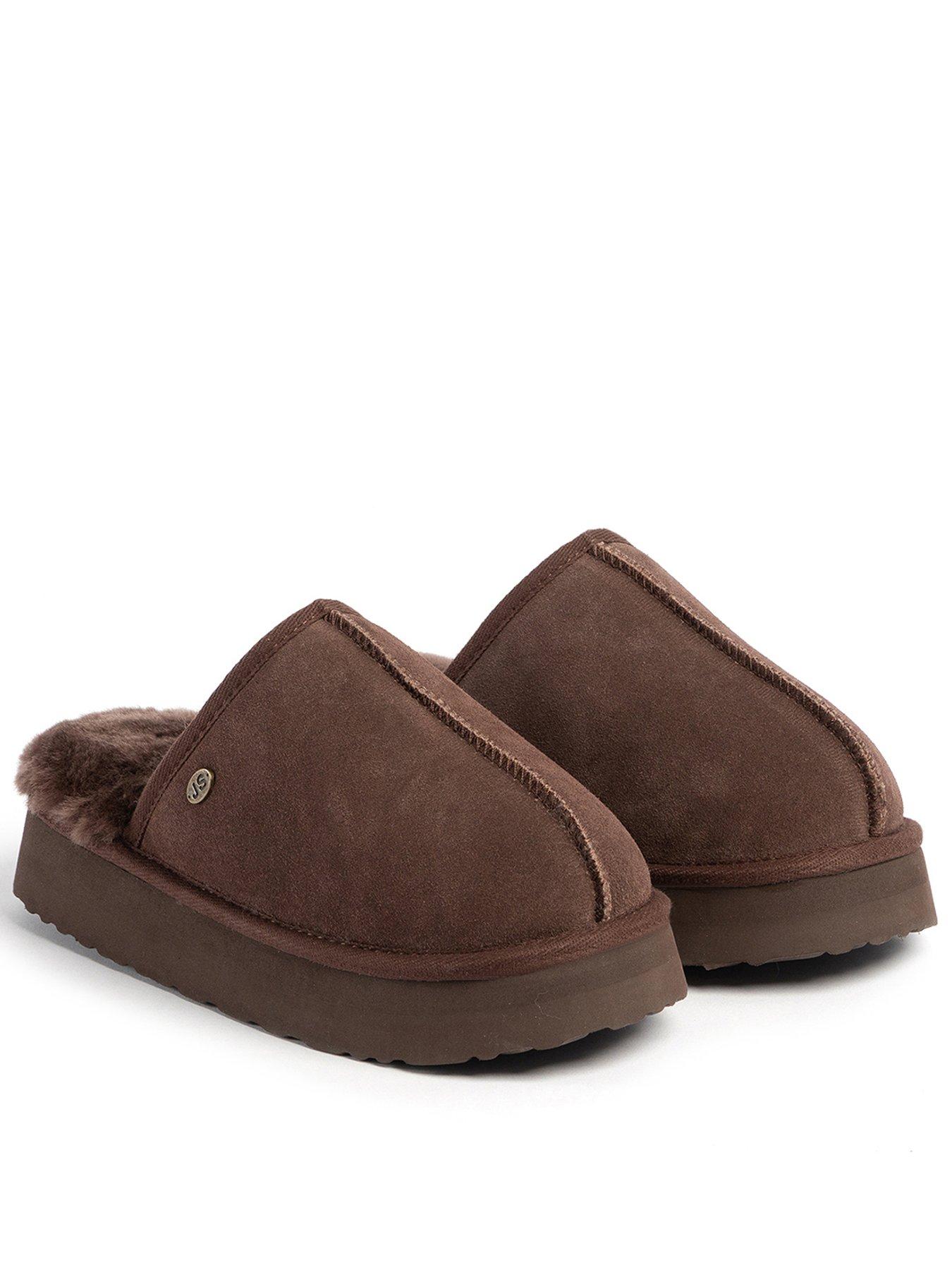 undefined Ladies Mabel Sheepskin Platform Mule Slipper - Chocolate