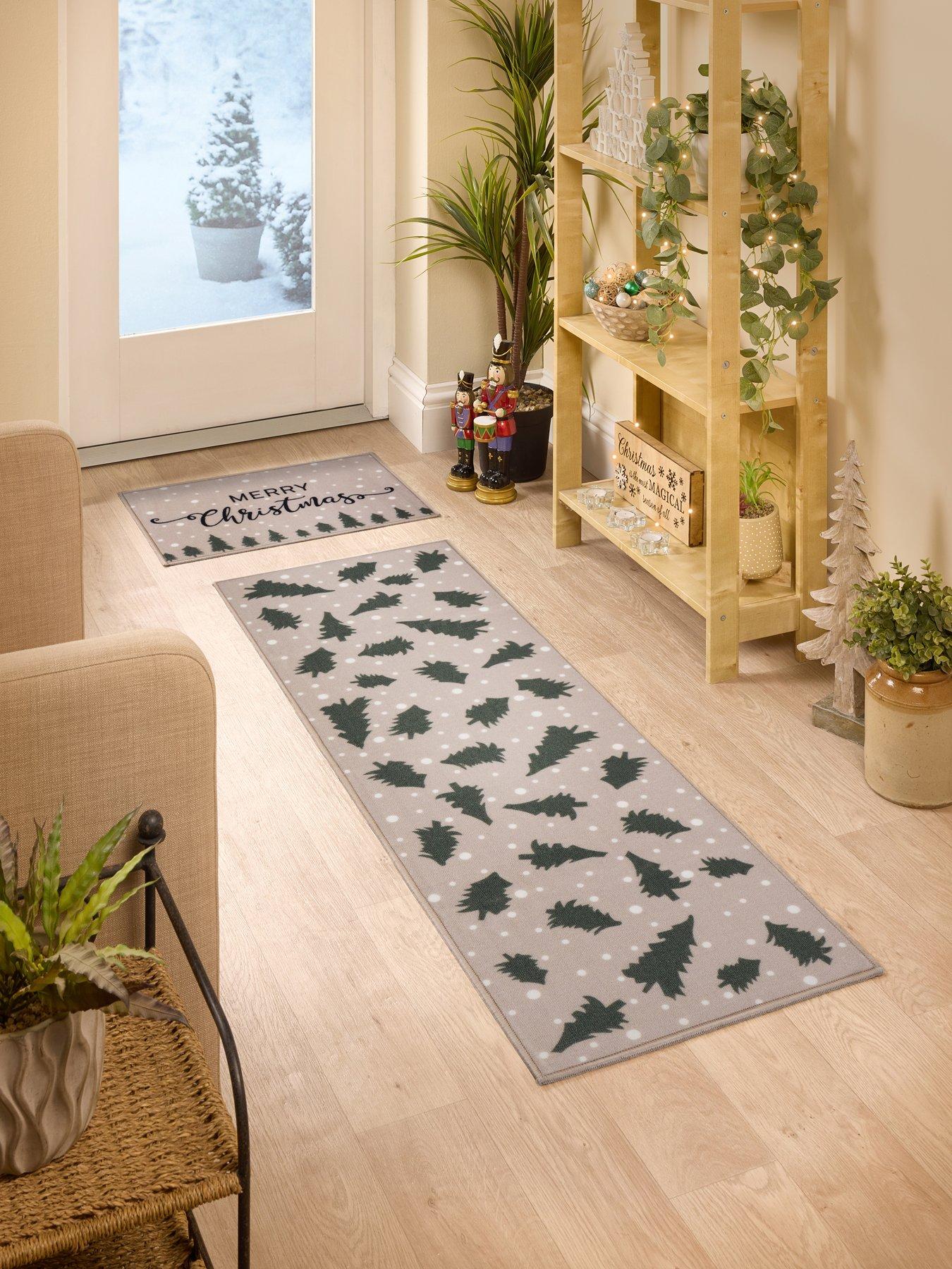 Image 1 of 3 of Very Home Merry Christmas Tree Doormat and Runner Set 40x60/50x150cm - Beige