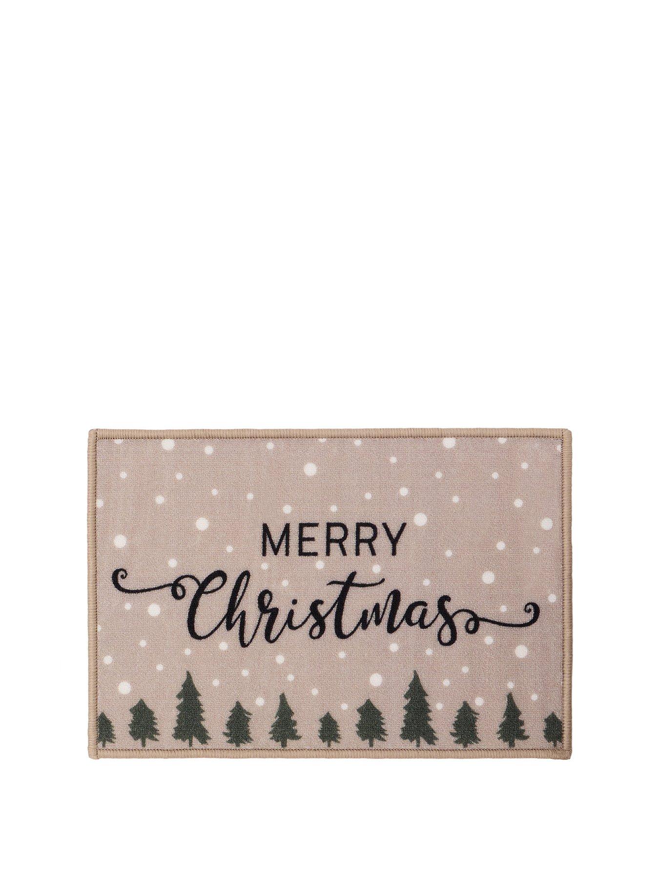 Image 2 of 3 of Very Home Merry Christmas Tree Doormat and Runner Set 40x60/50x150cm - Beige