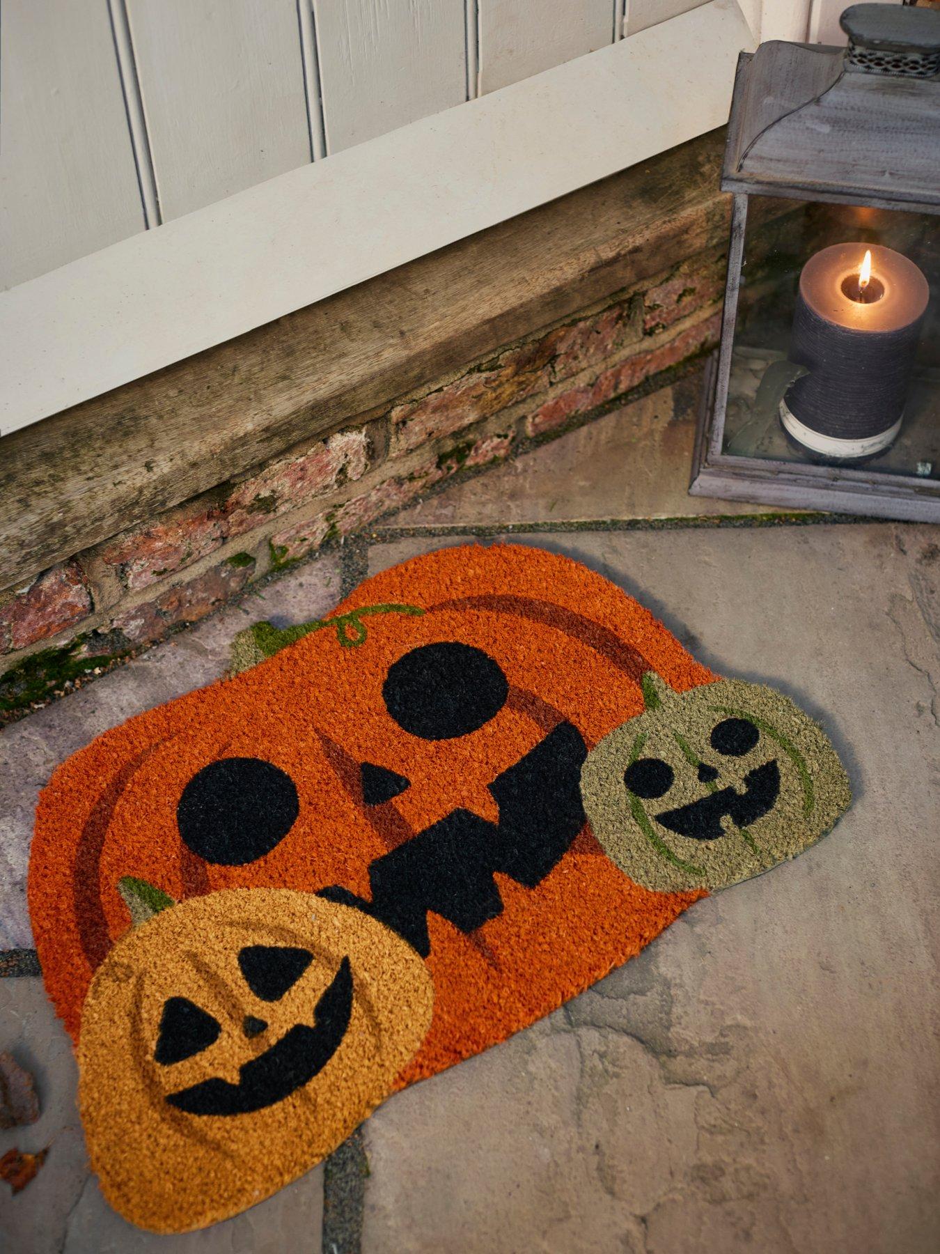 Image 1 of 3 of Very Home Shaped Halloween Pumpkin Doormat - Multi