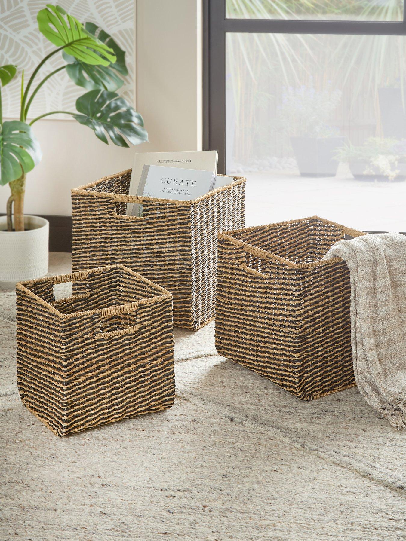 The Very Collection Set of 3 Square Black/Natural Baskets