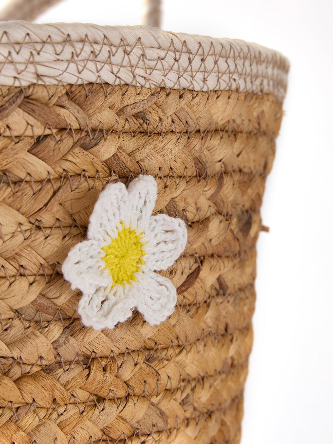  image of the-very-collection-daisy-embroidered-basket