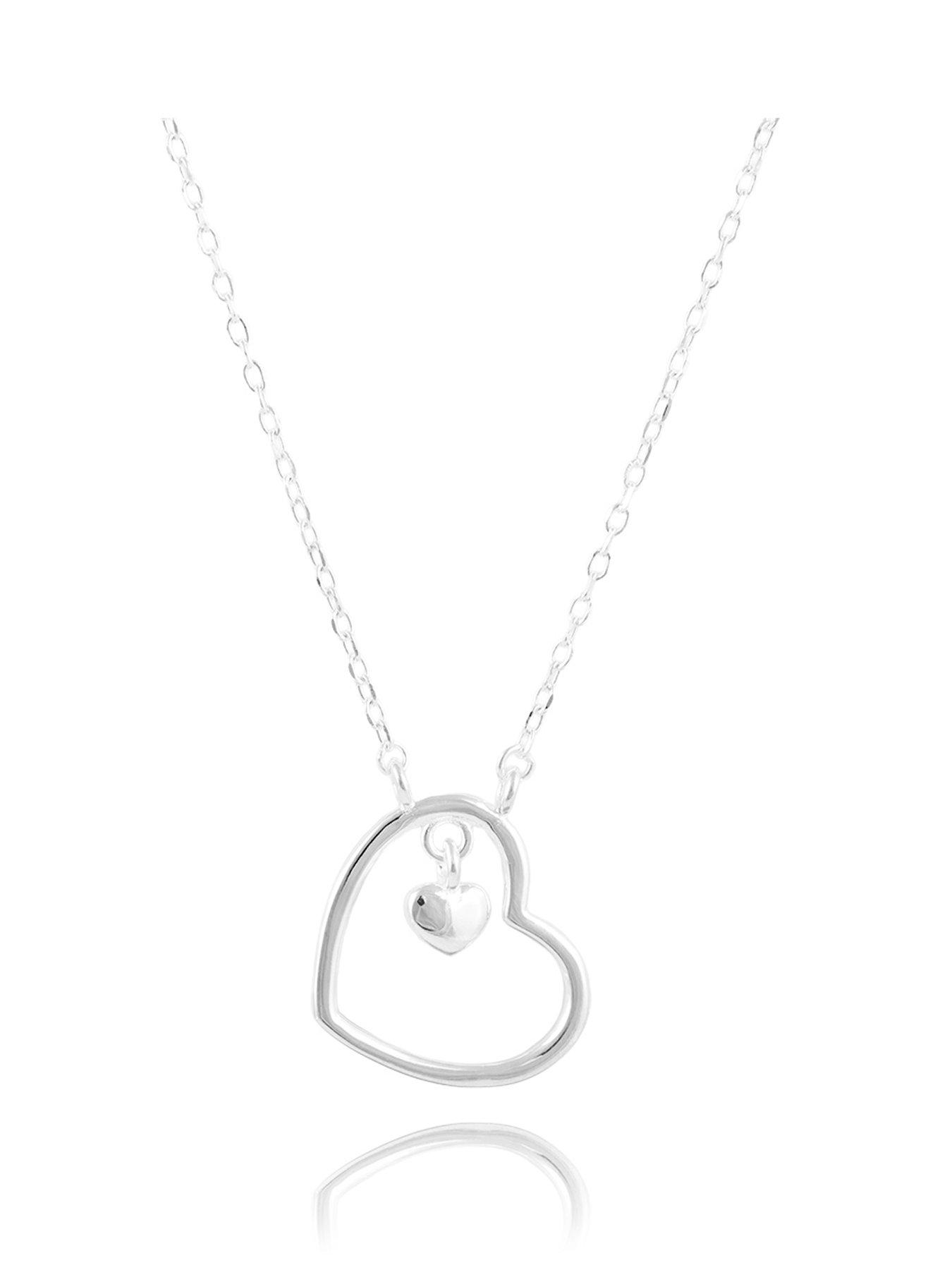 undefined Sterling Silver Double Heart Necklace