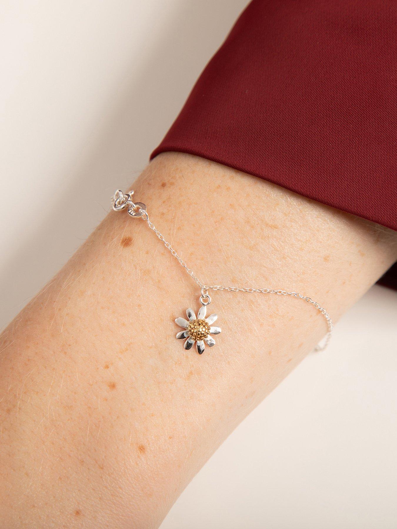 Image 2 of 3 of The Love Collection Extendable Sterling Silver Bracelet with Sunflower Charm