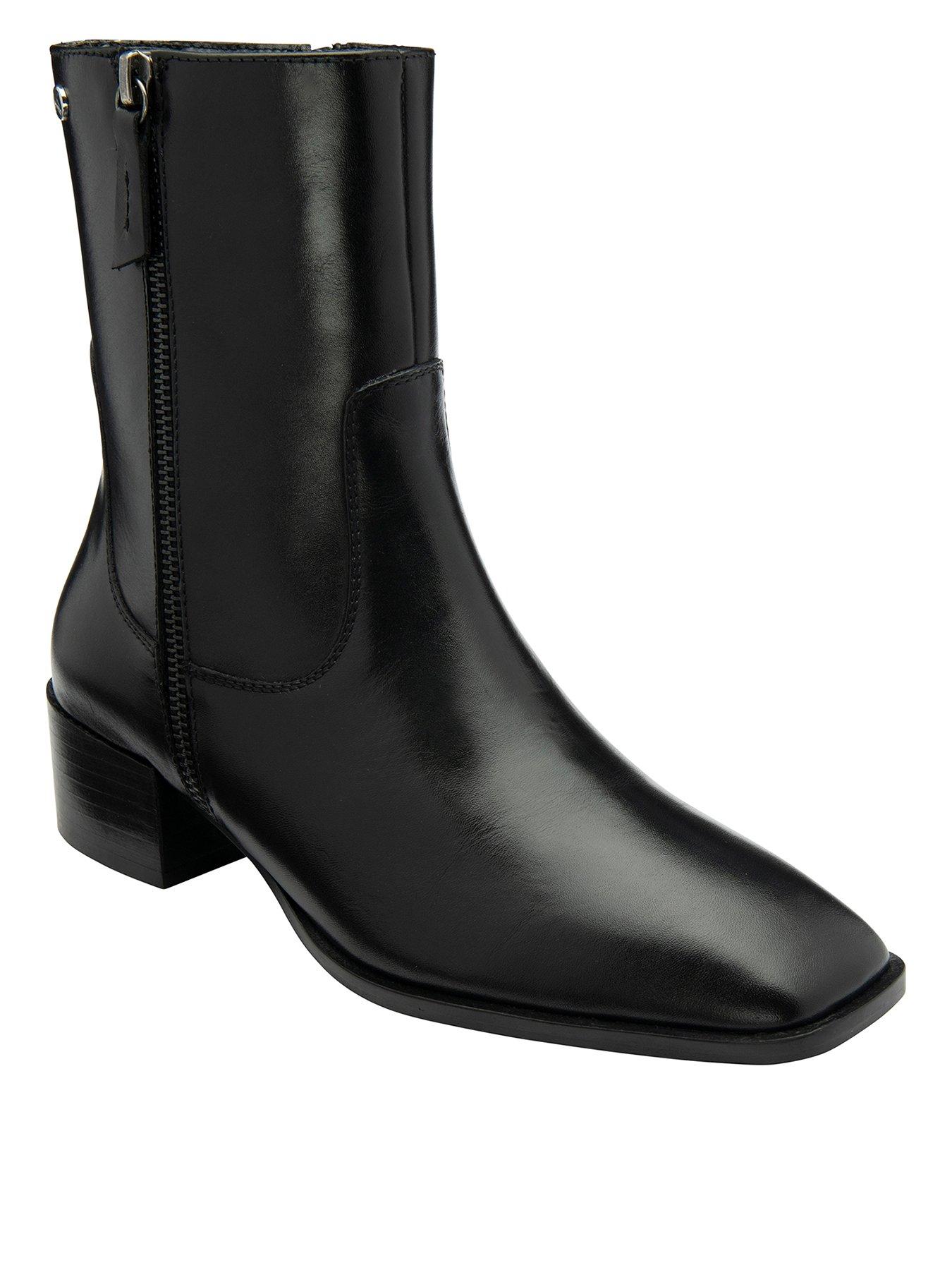 undefined Carter Ankle Boots - Black Leather