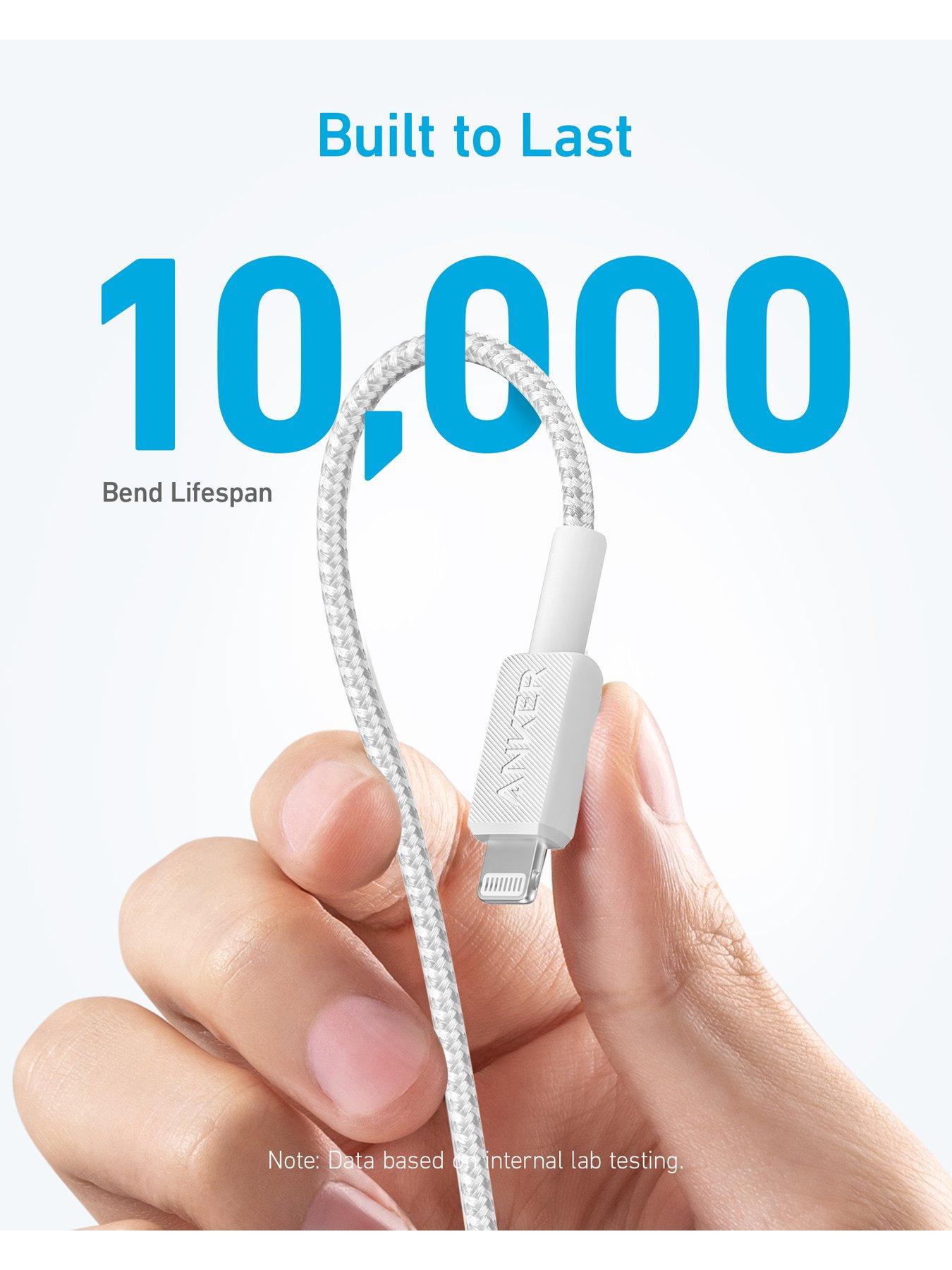  image of anker-322-usb-c-to-lightning-cable-6ft-braided-white